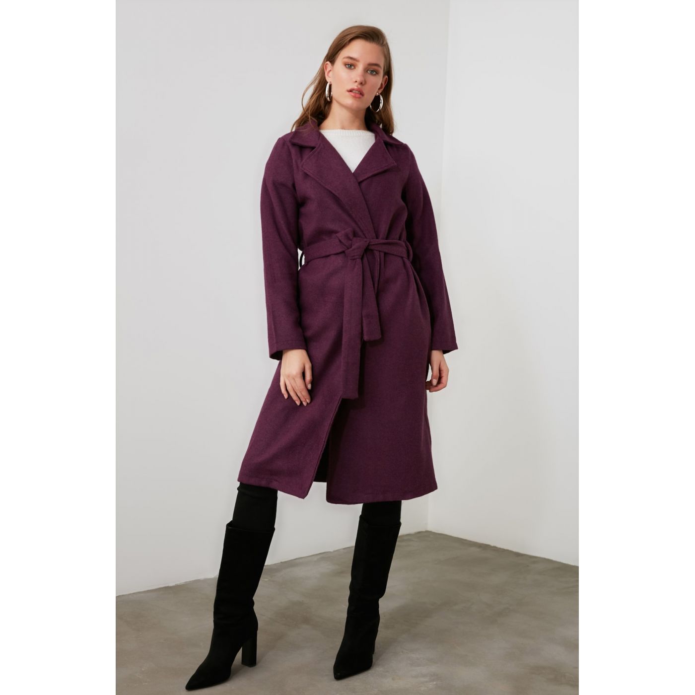 Trendyol Mürdüm Belted Cachet Kaban