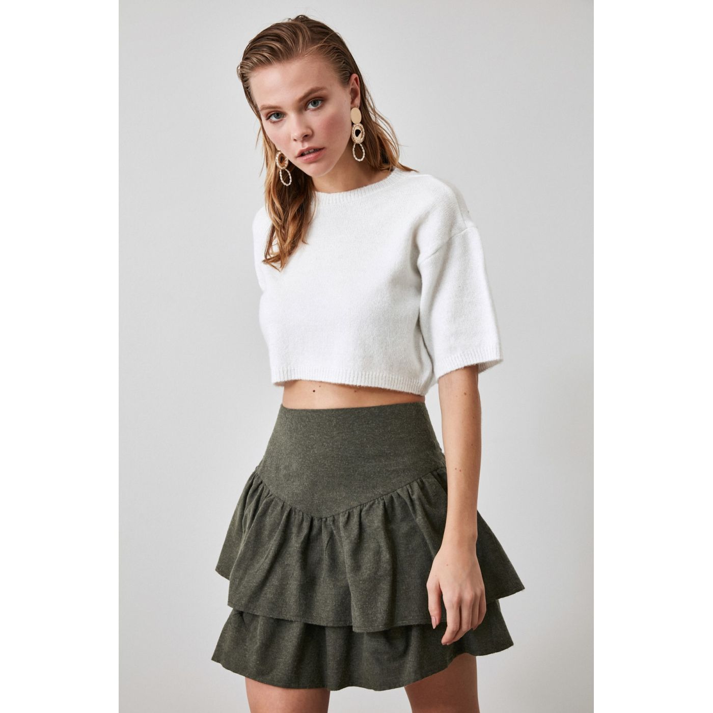 Trendyol Khaki VolanSkirt