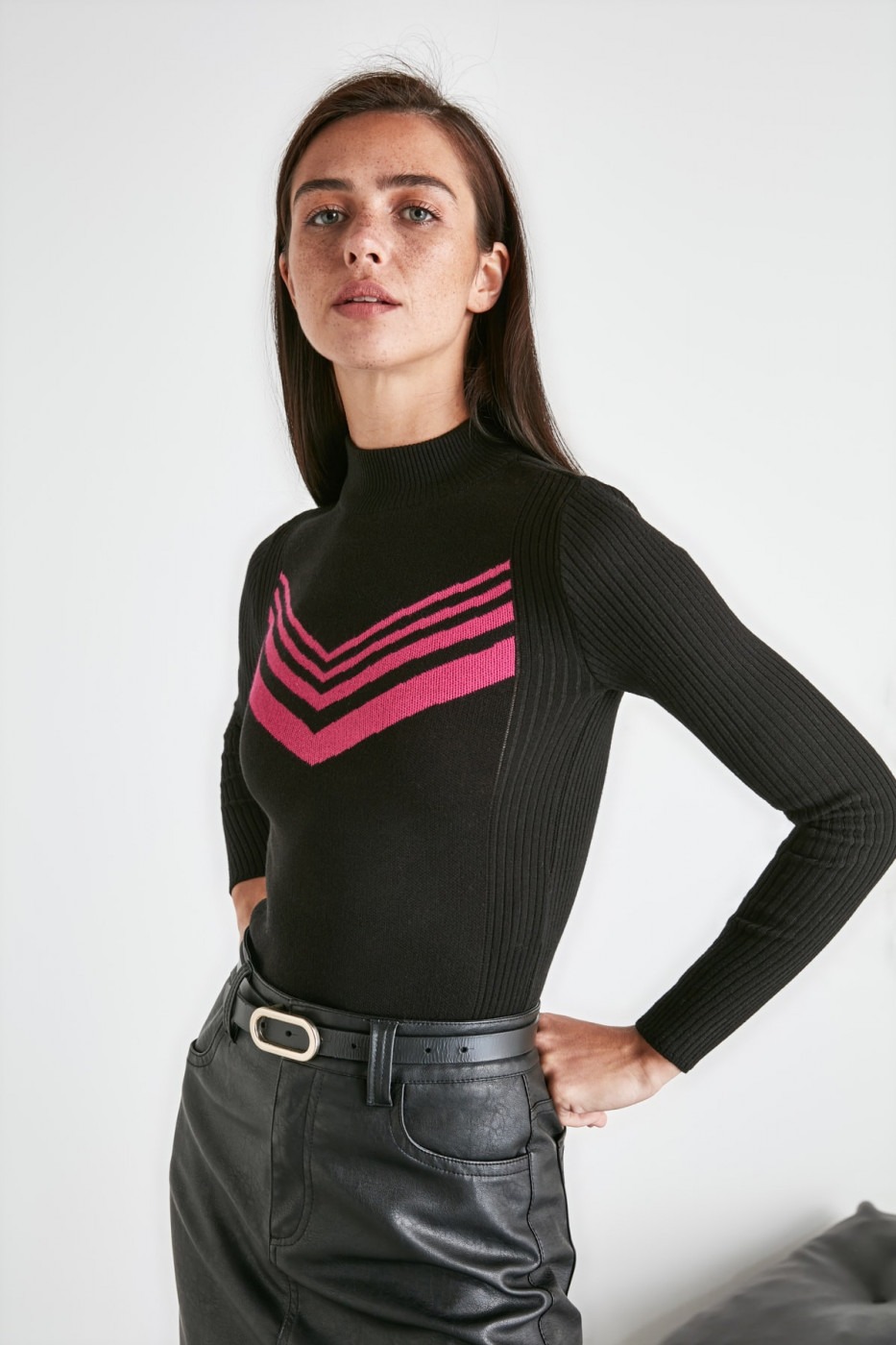 Trendyol Black Upright Collar Knitwear Sweater