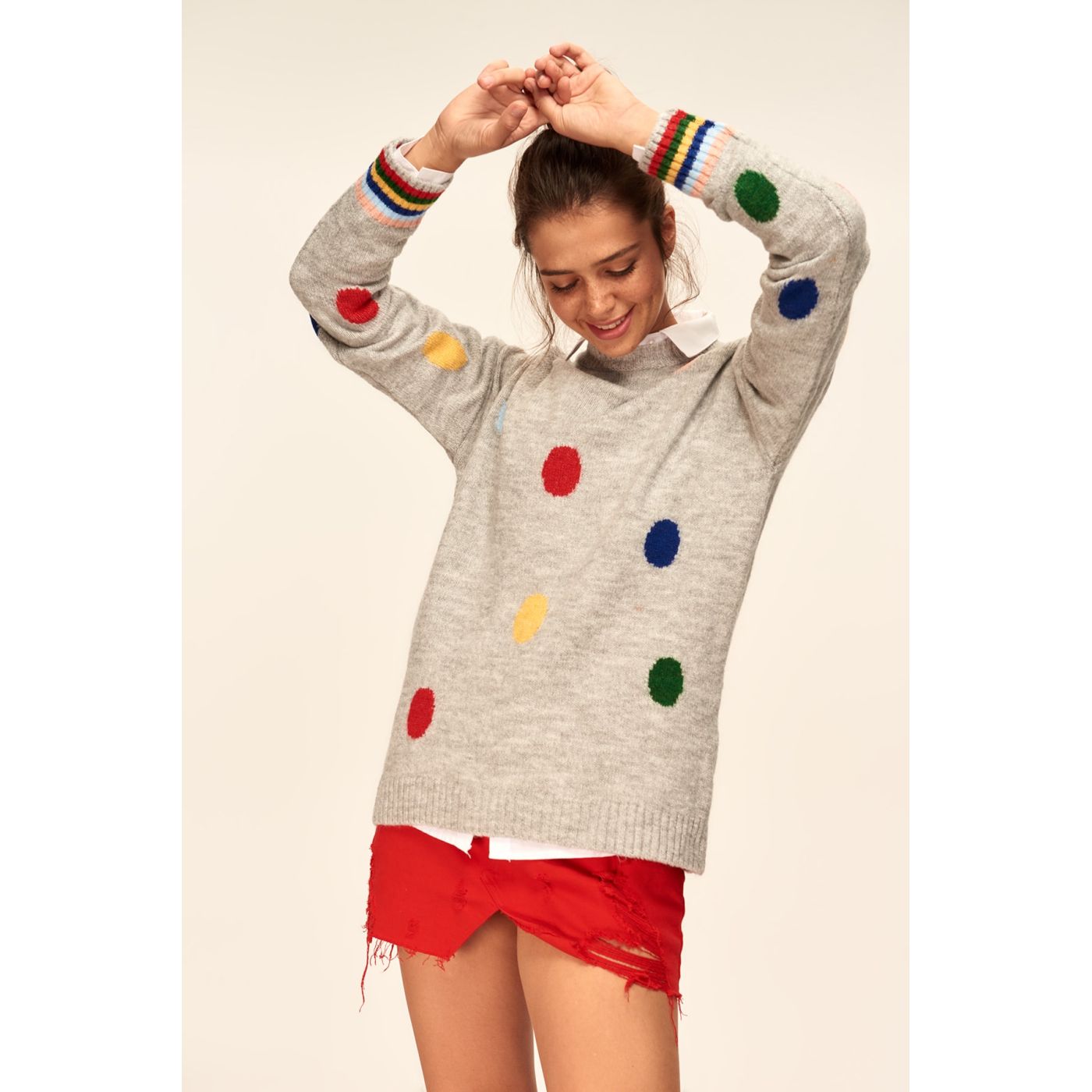 Trendyol WOMEN-gray Polka dot Knitwear sweater