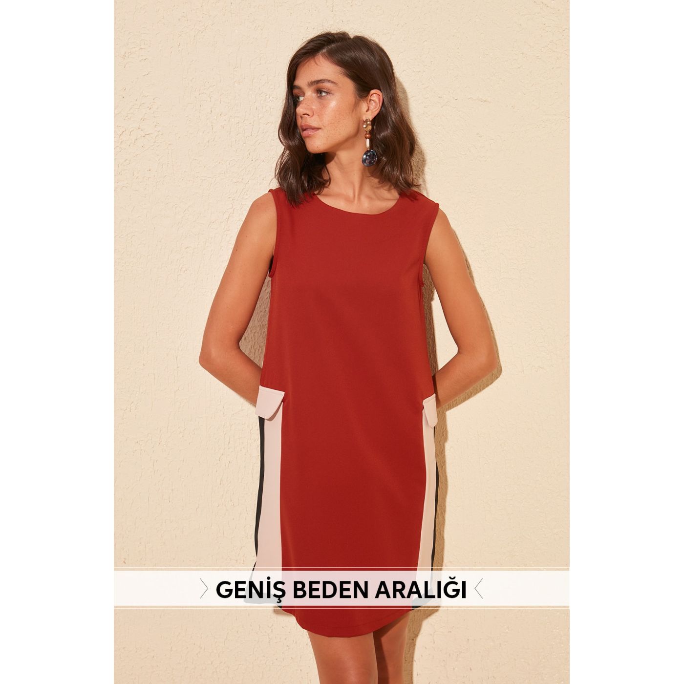Trendyol Tdared Color Block Dress