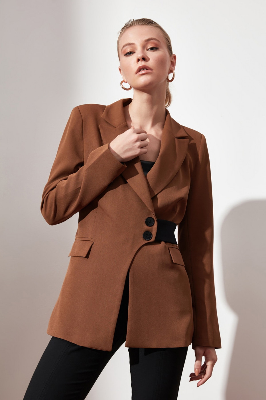 Trendyol Camel Button Detailed Jacket