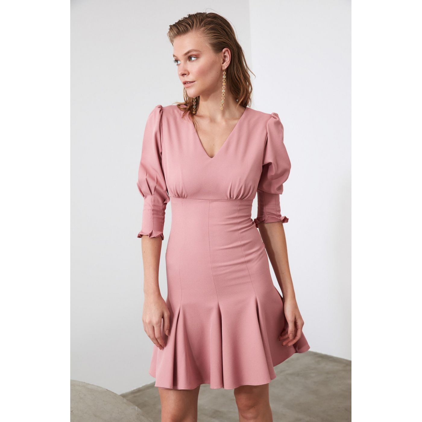 Trendyol Rose Dry Volan Detailed Dress