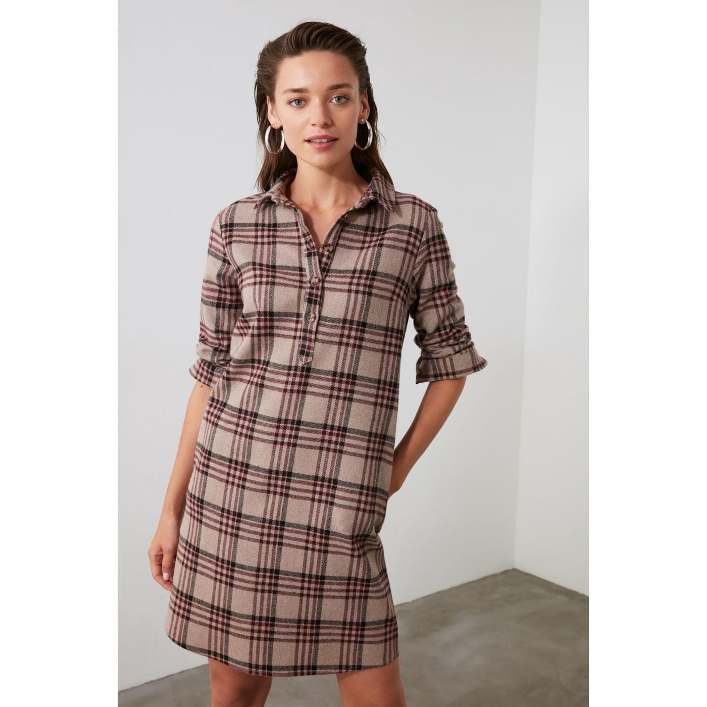 Trendyol Multi-Color Plaid Pocket Detail Dress