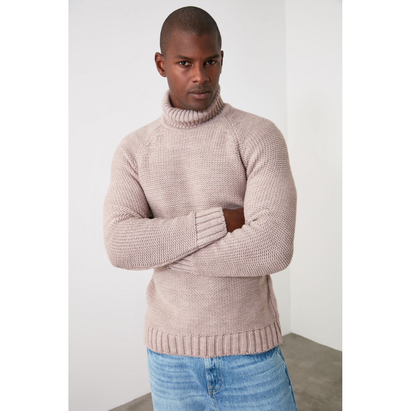 Trendyol Stone Male Turtleneck Knitwear Sweater