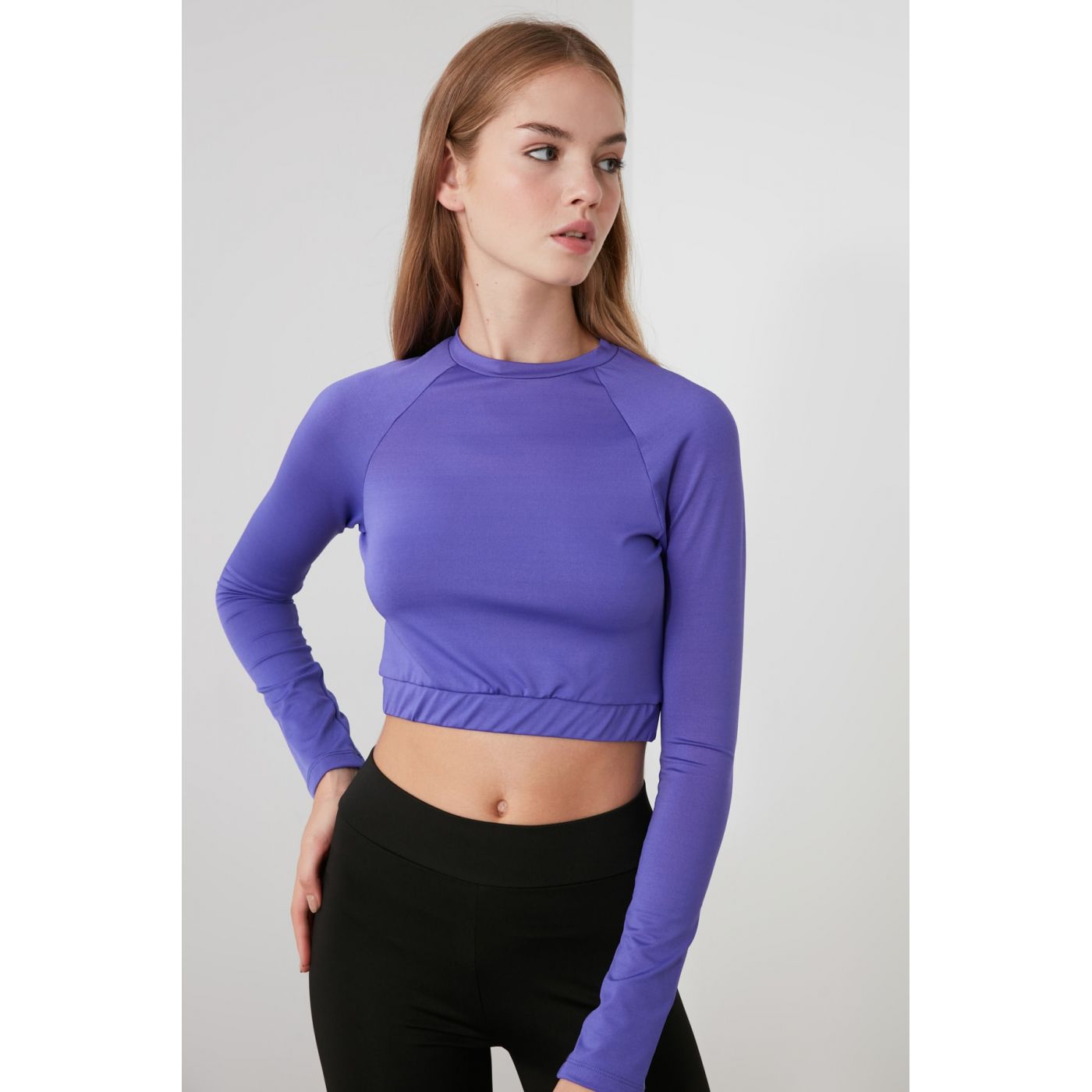 Trendyol Purple Crop Sports Blouse