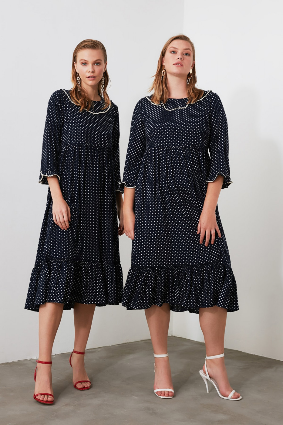 Trendyol Navy Polka Dot Dress