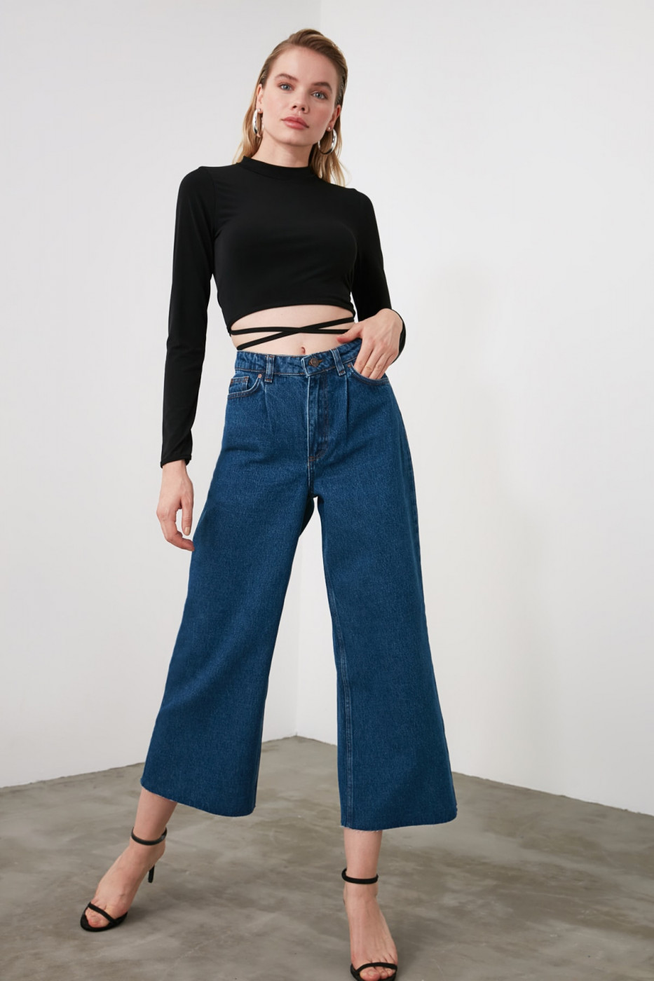 Trendyol Blue Legs High Waist Culotte Jeans