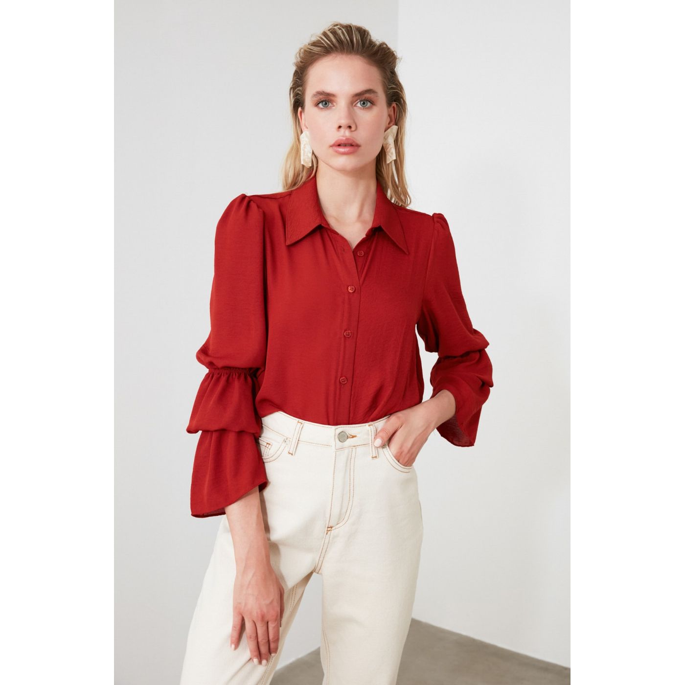 Trendyol Tdare Sleeve Detailed Shirt