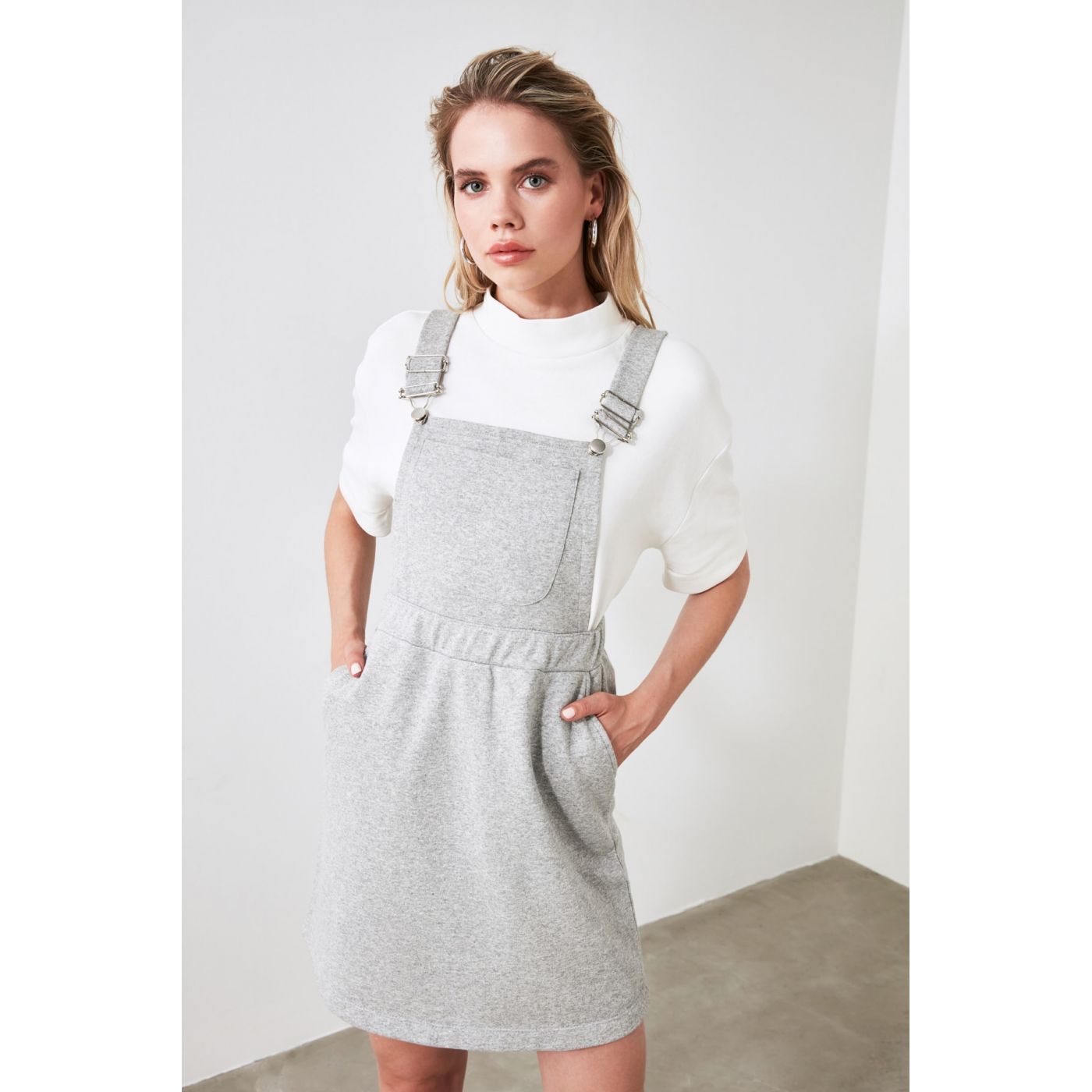 Trendyol Grey Knitted Salopet Dress