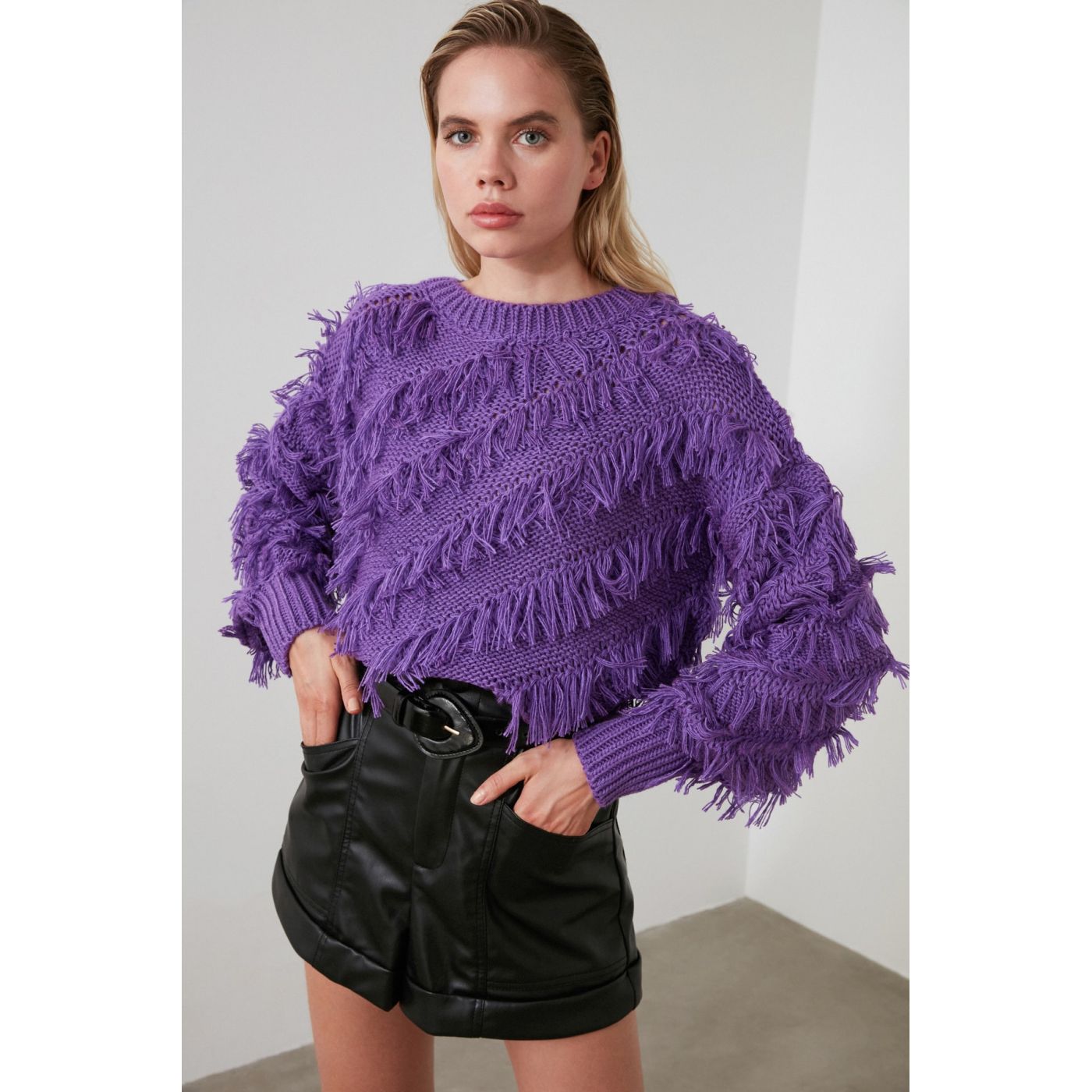 Trendyol Purple FringeKjack Sweater