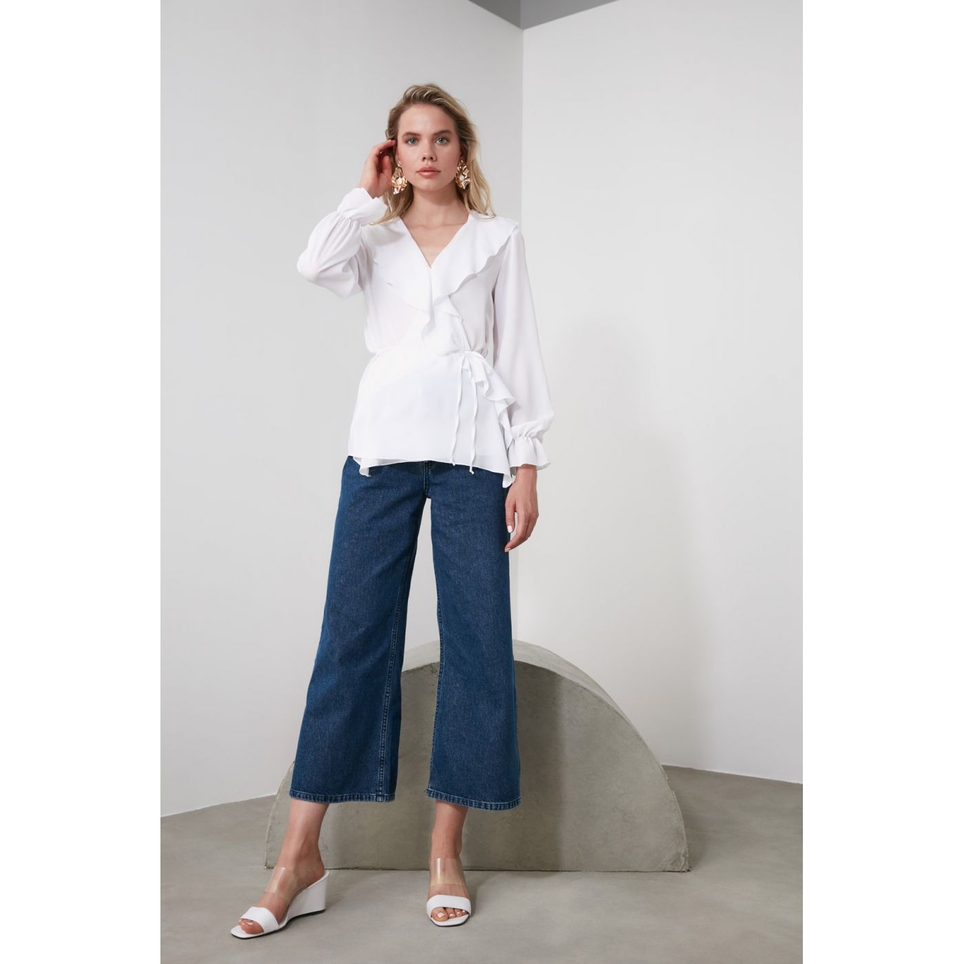 Trendyol Ekru Frilled Blouse