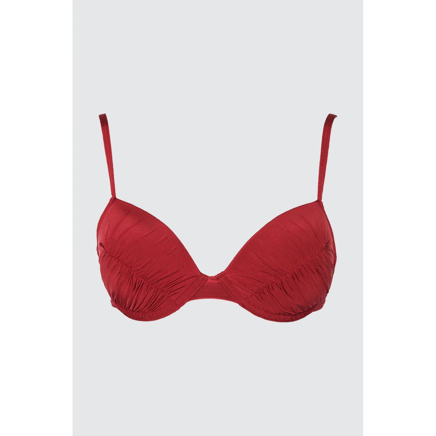 Trendyol Burgundy PuckerDetailed Bikini Top