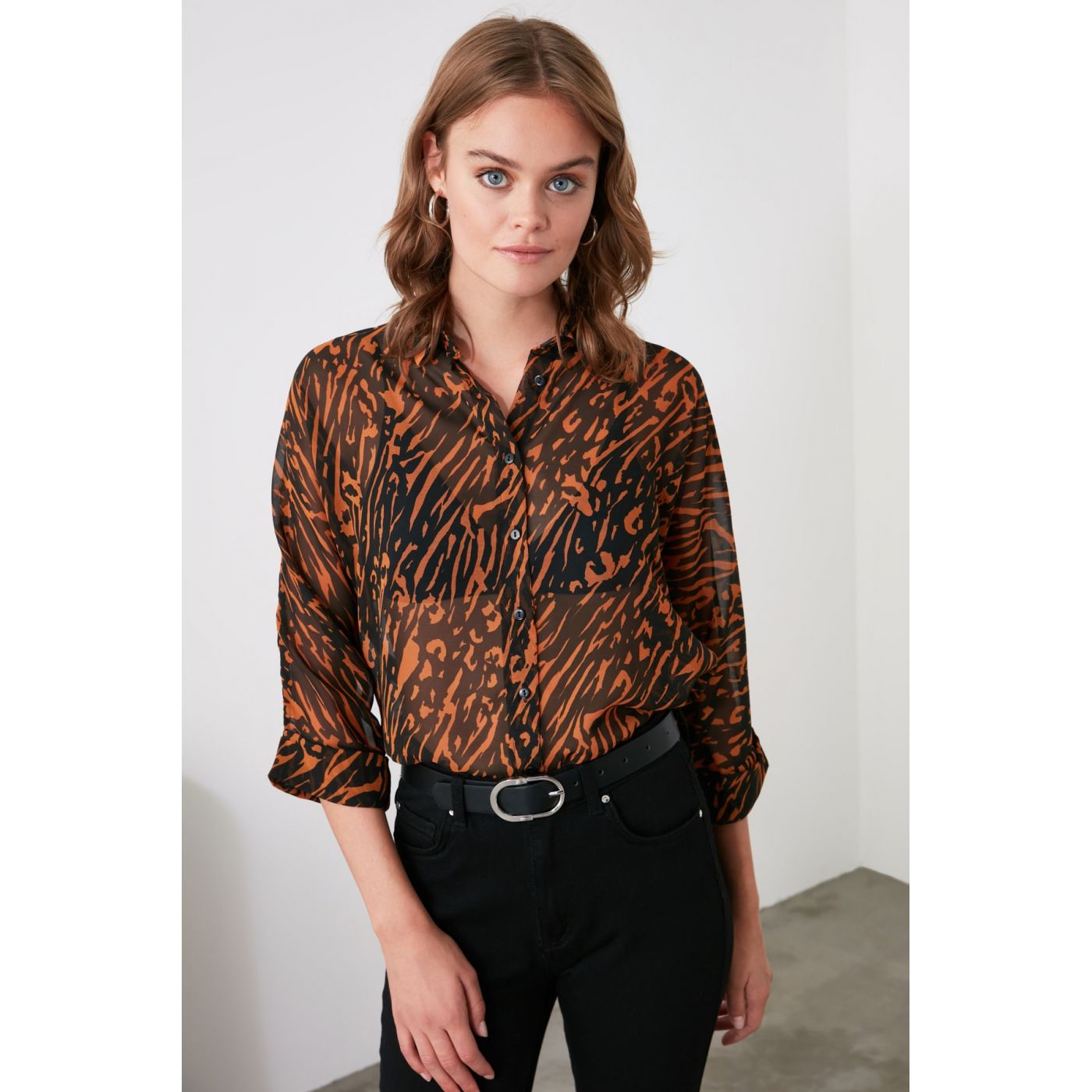 Trendyol MulticolorEd Chiffon Pattern Detailed Shirt