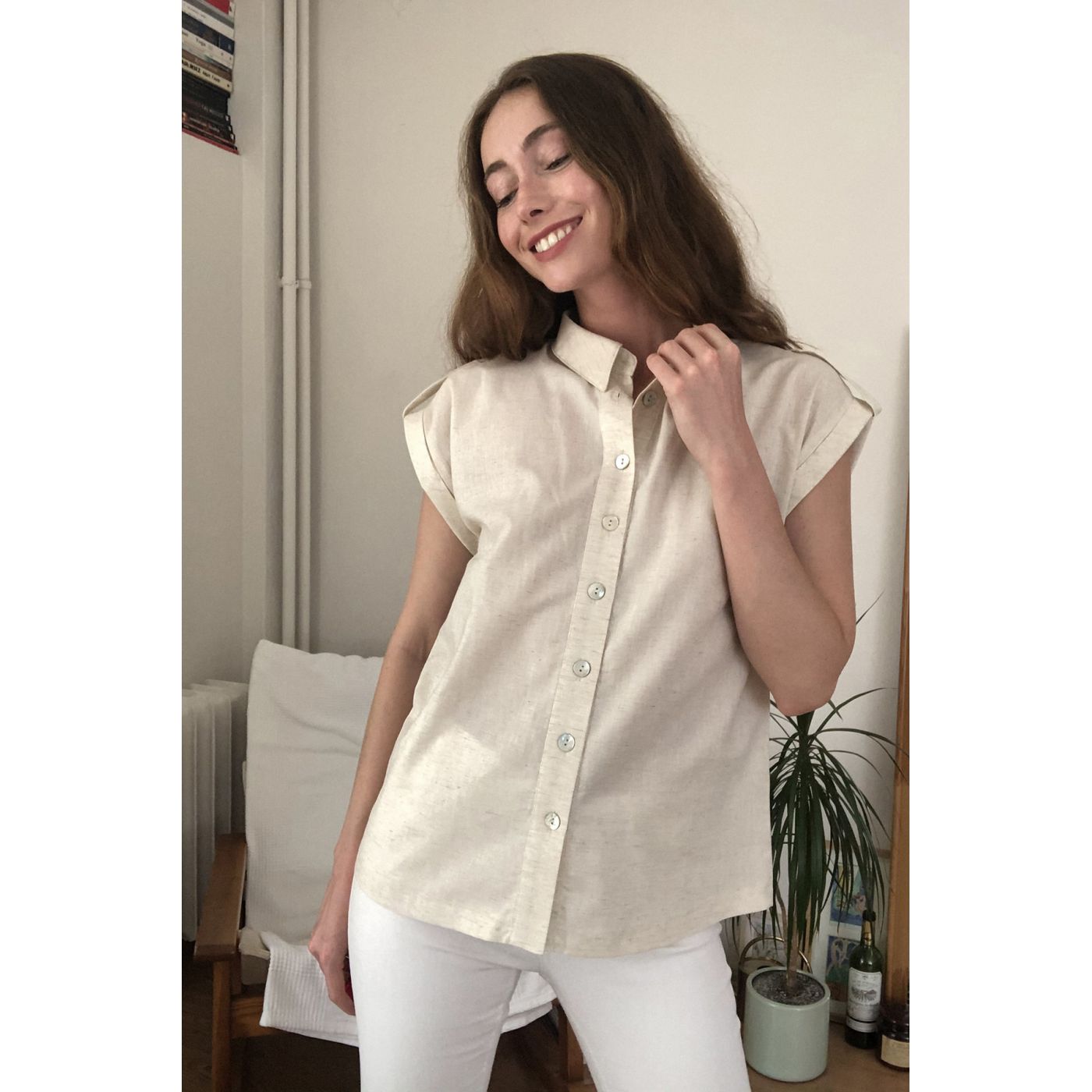 Trendyol Ekru Short Sleeve Shirt