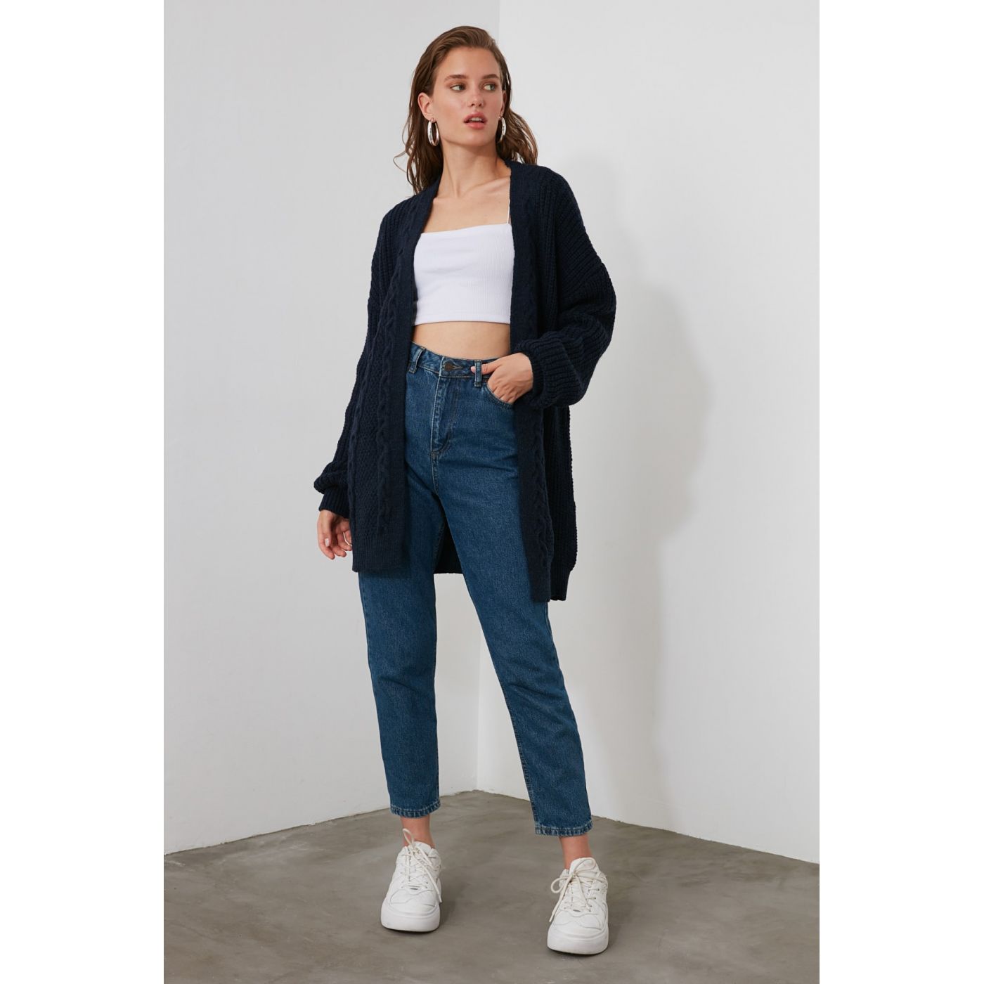 Trendyol Navy Knitted Knit Wearer Cardigan
