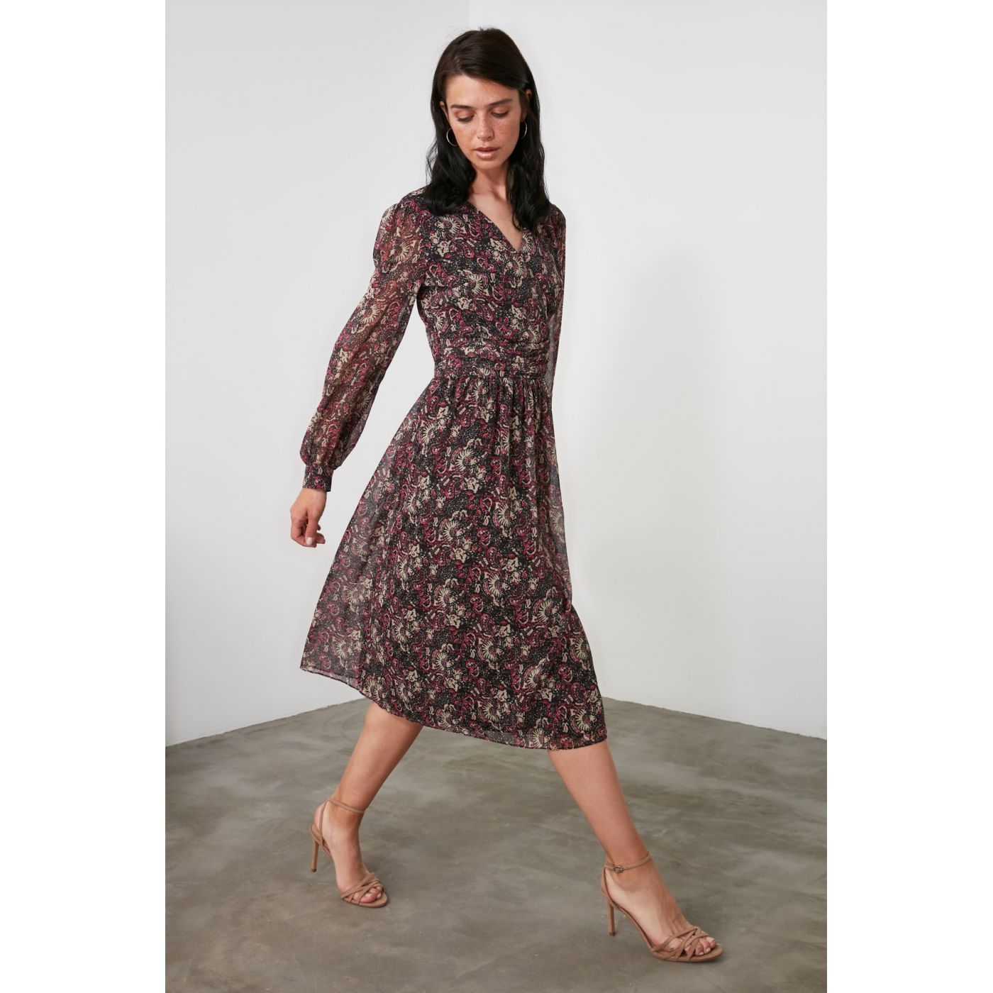 Trendyol Multicolored Back Smuze Patterned Dress