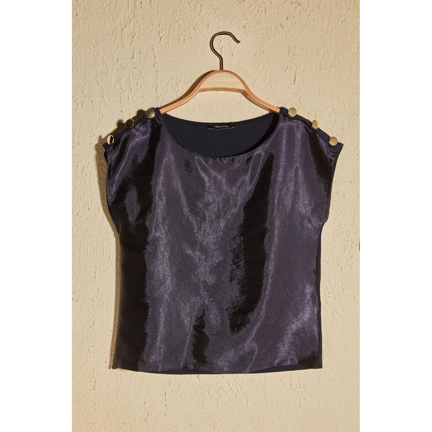 Trendyol Navy Button Detailed Knitted Blouse