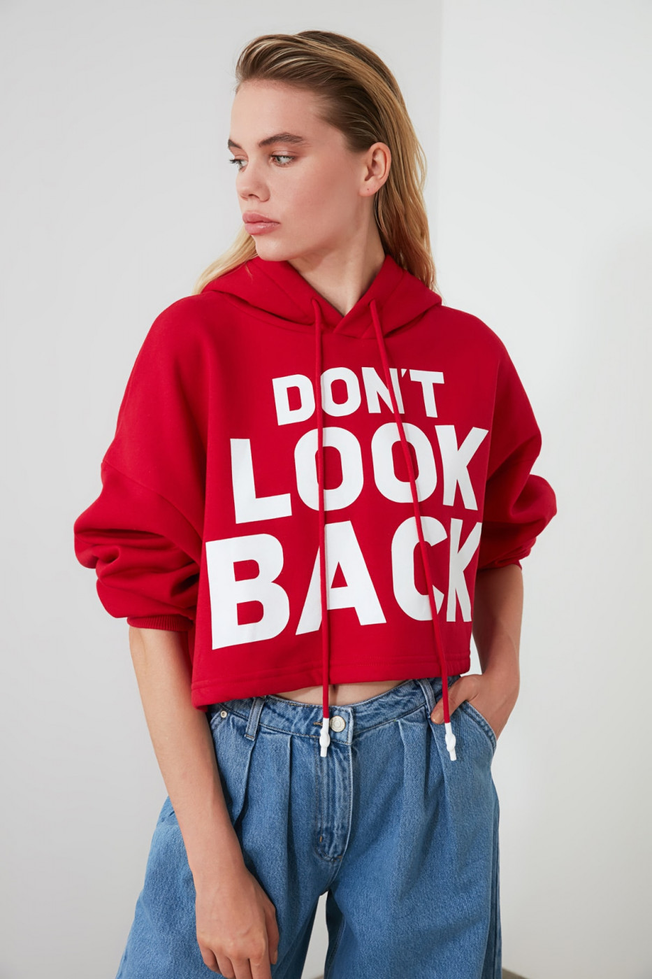 Trendyol Red Front and Back Printed Knitted Sweatshirt