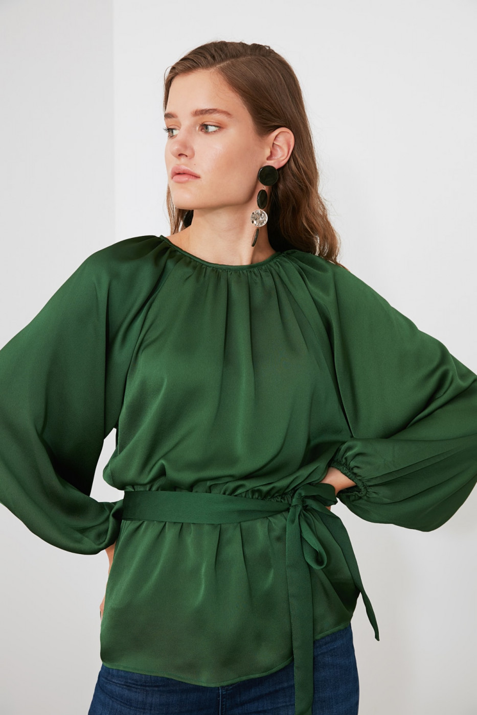 Trendyol Khaki Waist Gathered Blouse