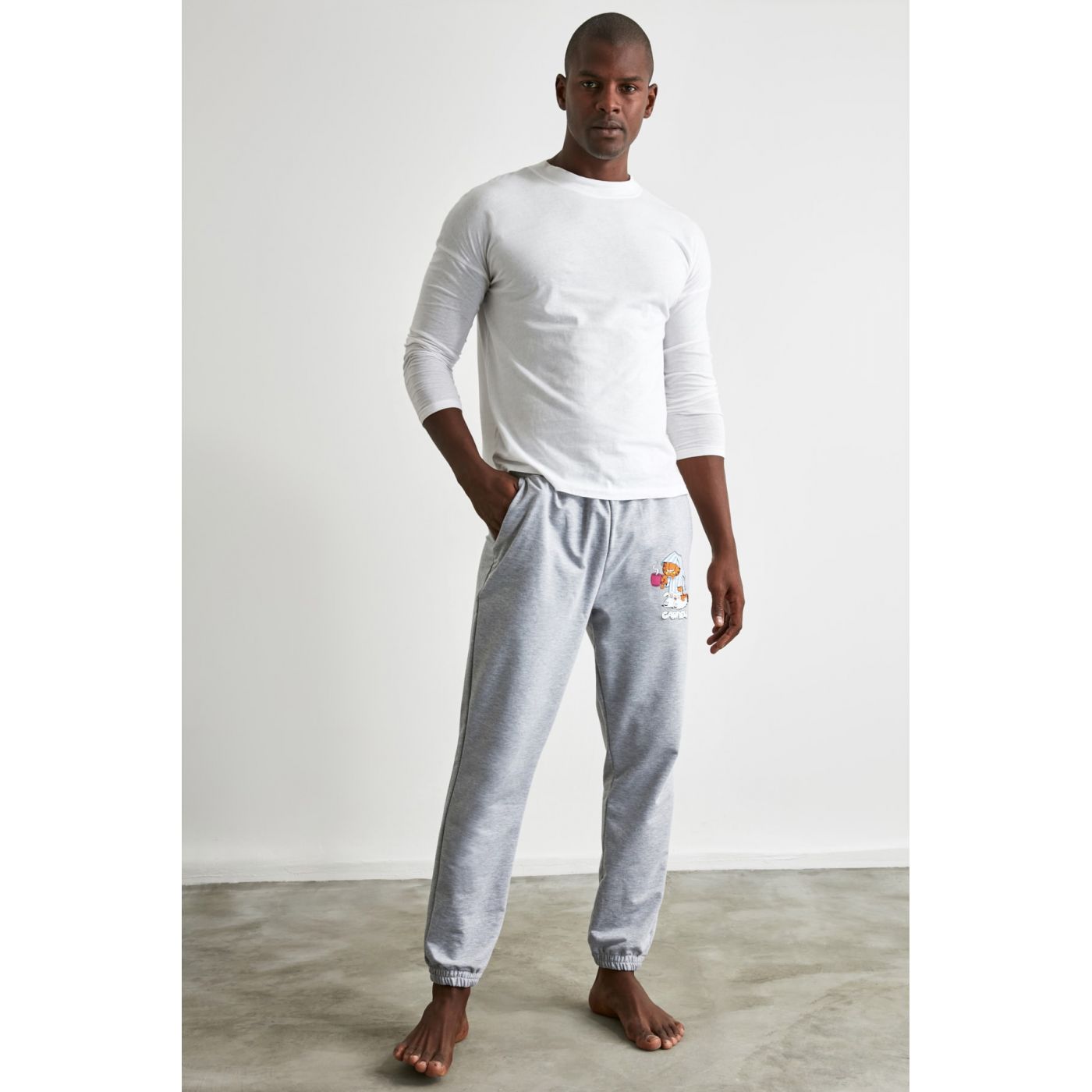 Trendyol Grey Garfield Printed Tracksuit bottom