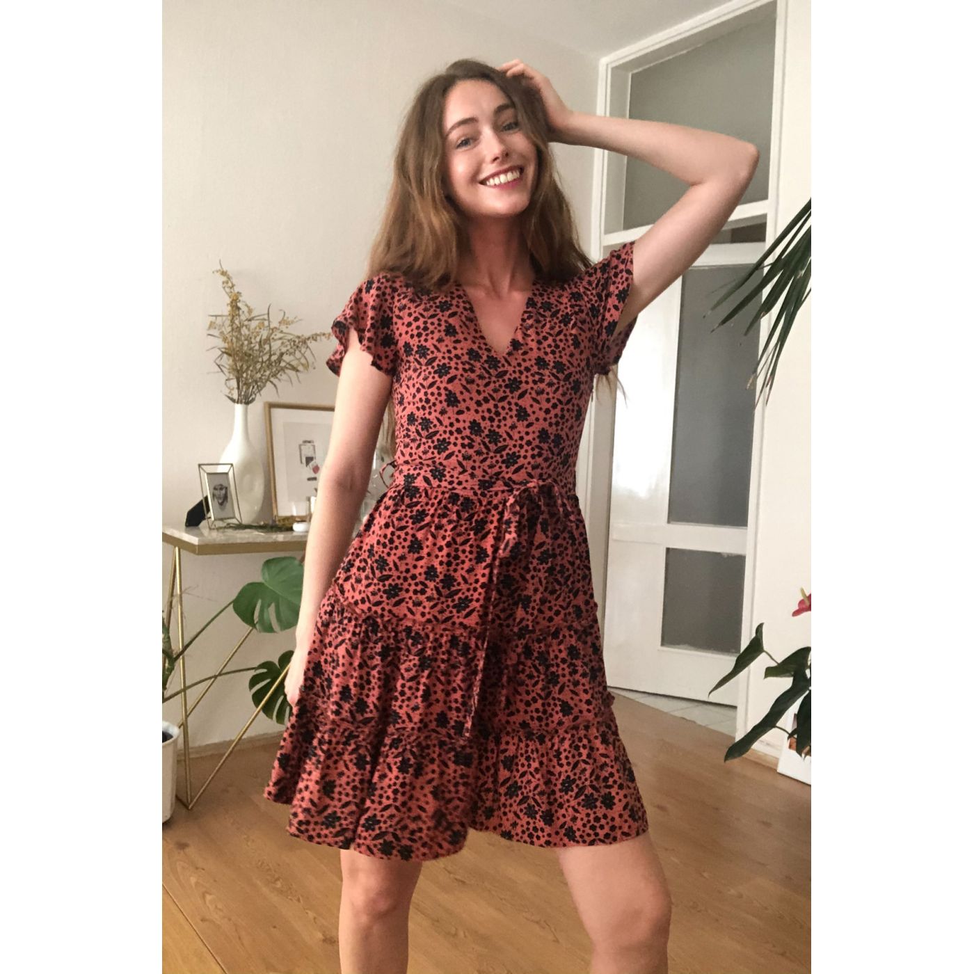 Trendyol Multi-Colored Belt Pucker Detail Dress