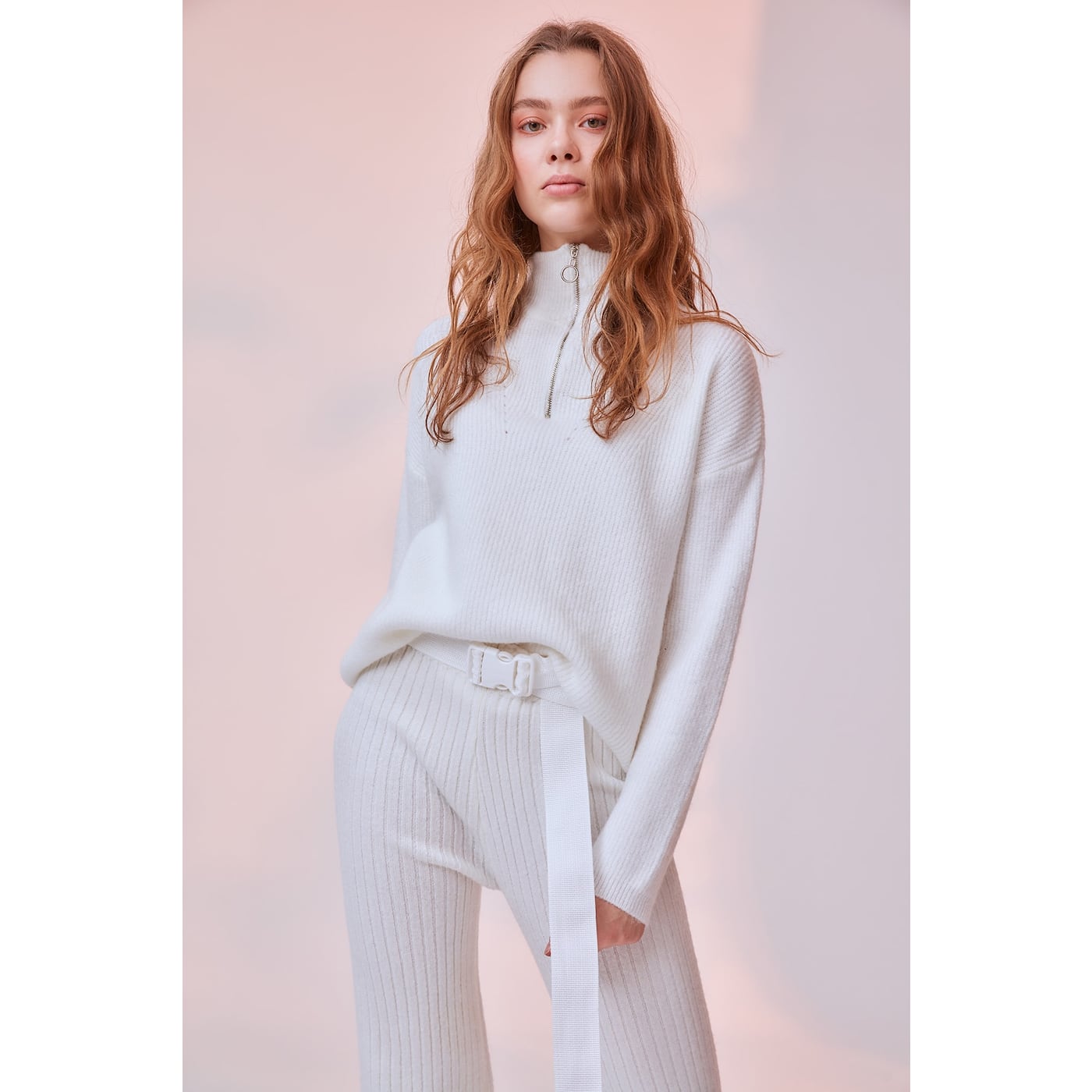 Trendyol Ecru Zipper Knitwear Sweater