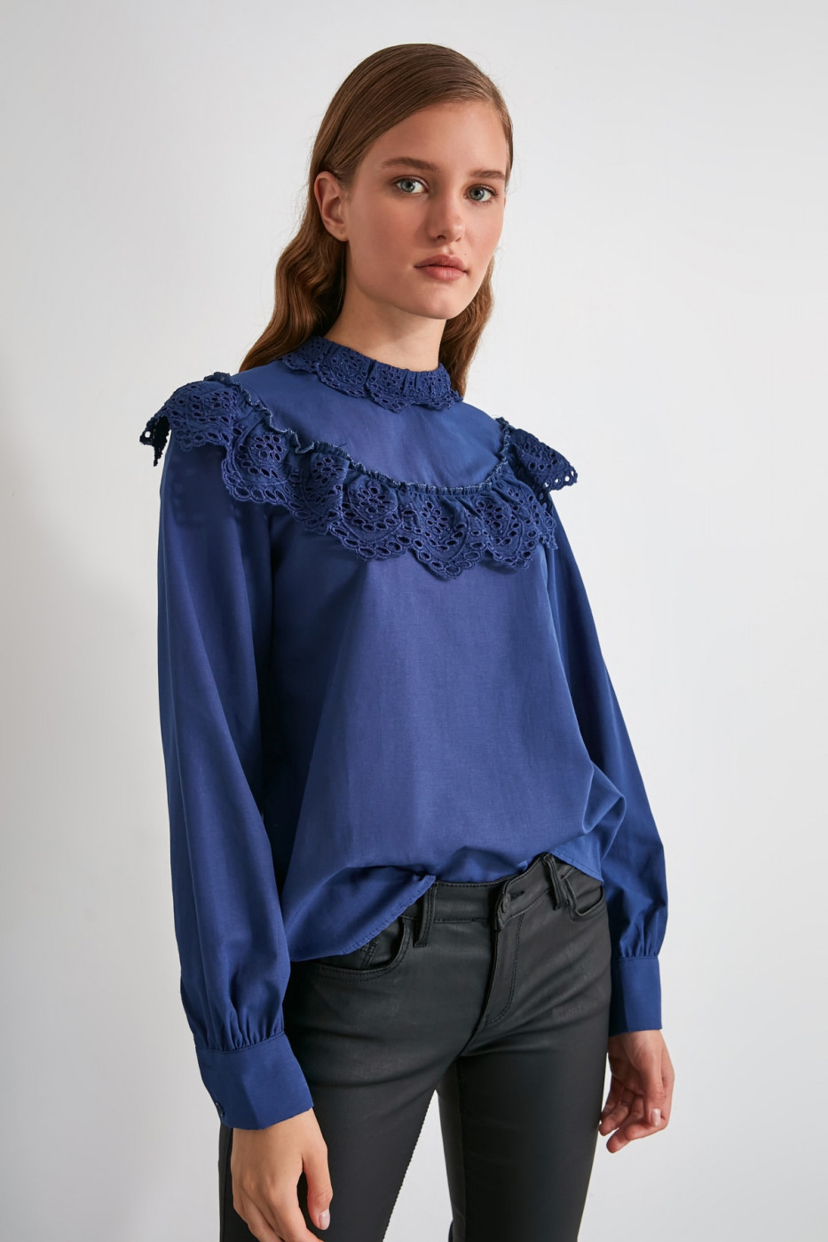 Trendyol Indigo Embroidered Blouse