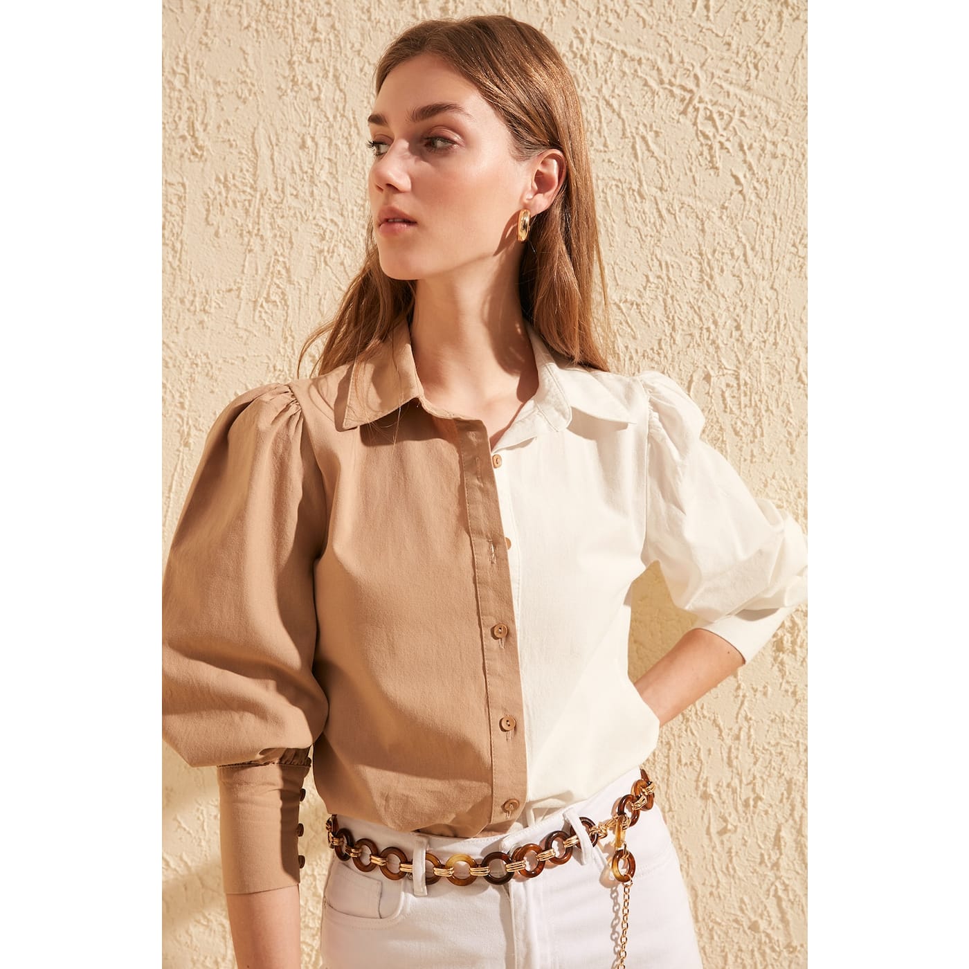Trendyol Stone Color Block Shirt
