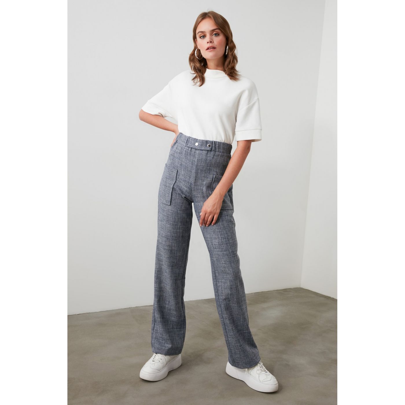 Trendyol Indigo Belt Detailed Trousers