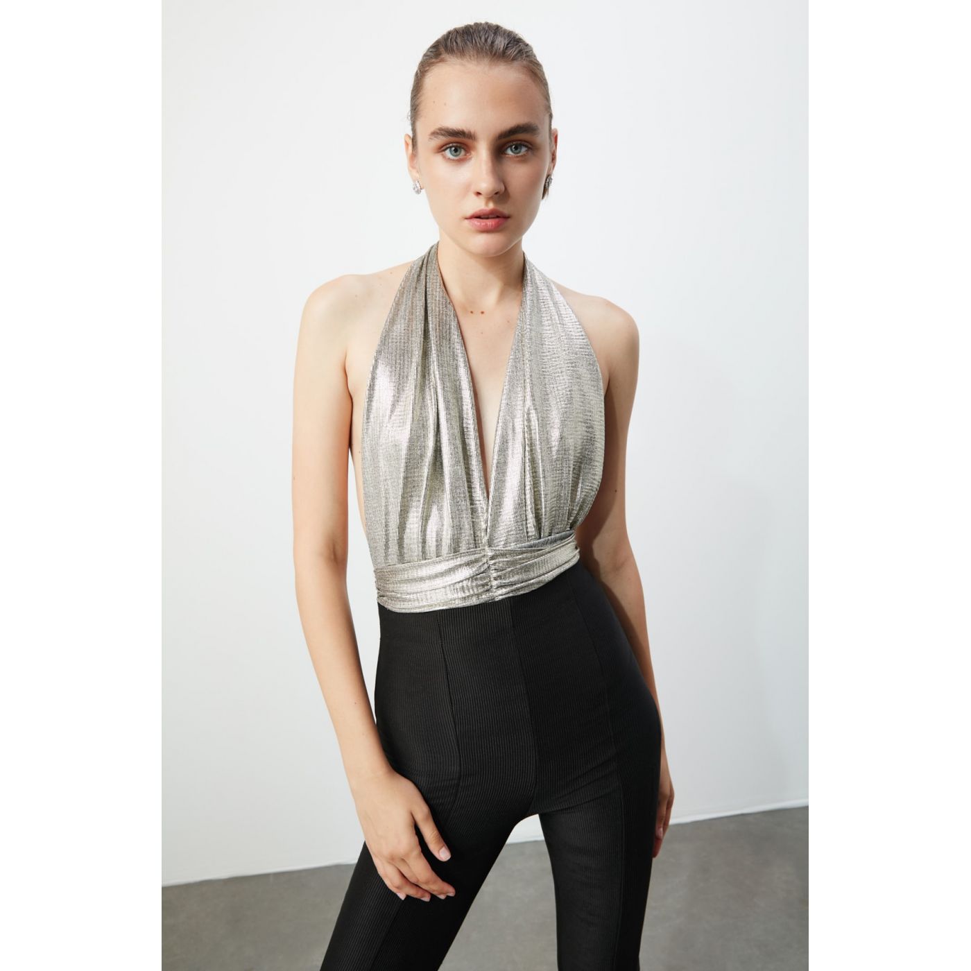 Trendyol Golden Corset Detailed Blouse