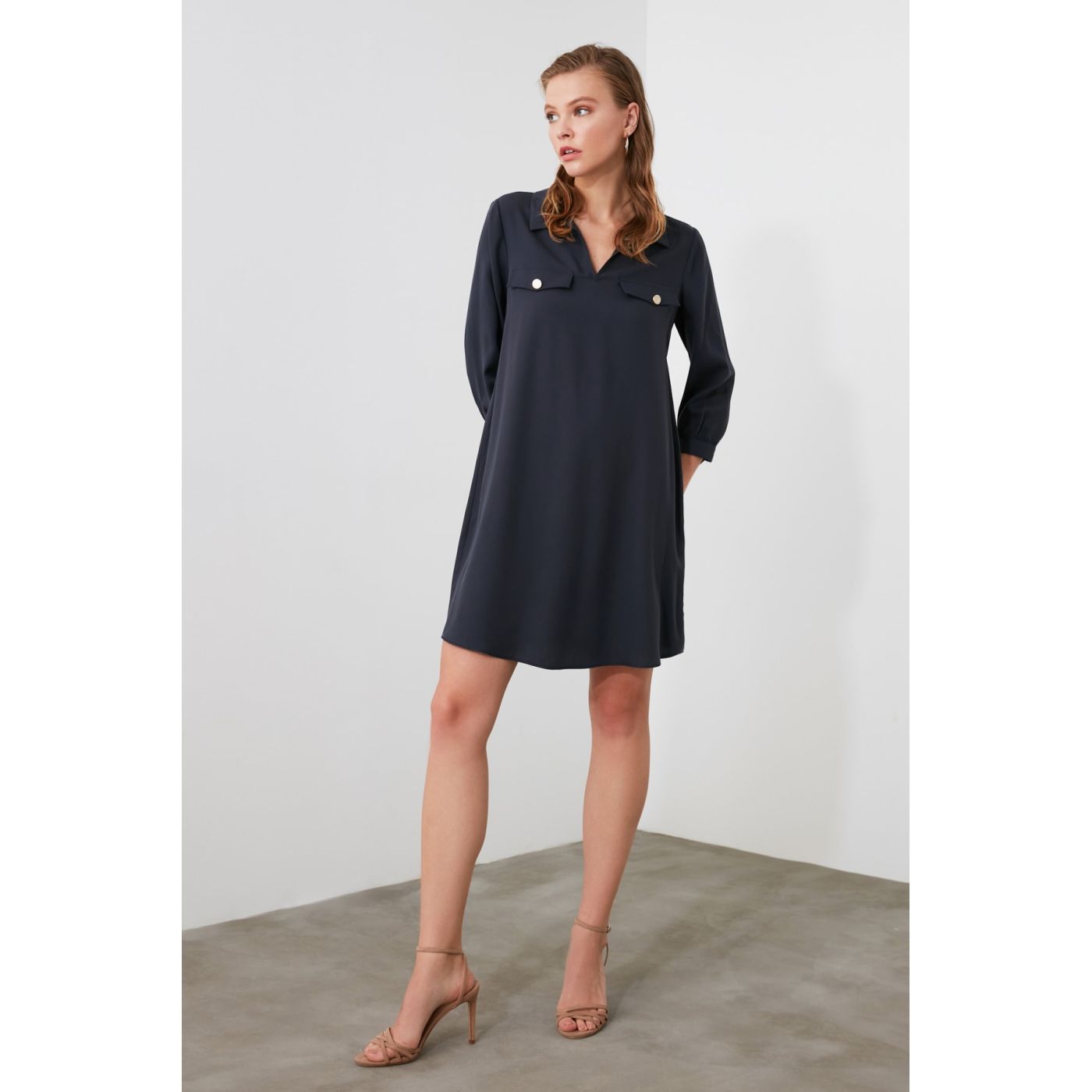 Trendyol Navy Pocket Detail Dress