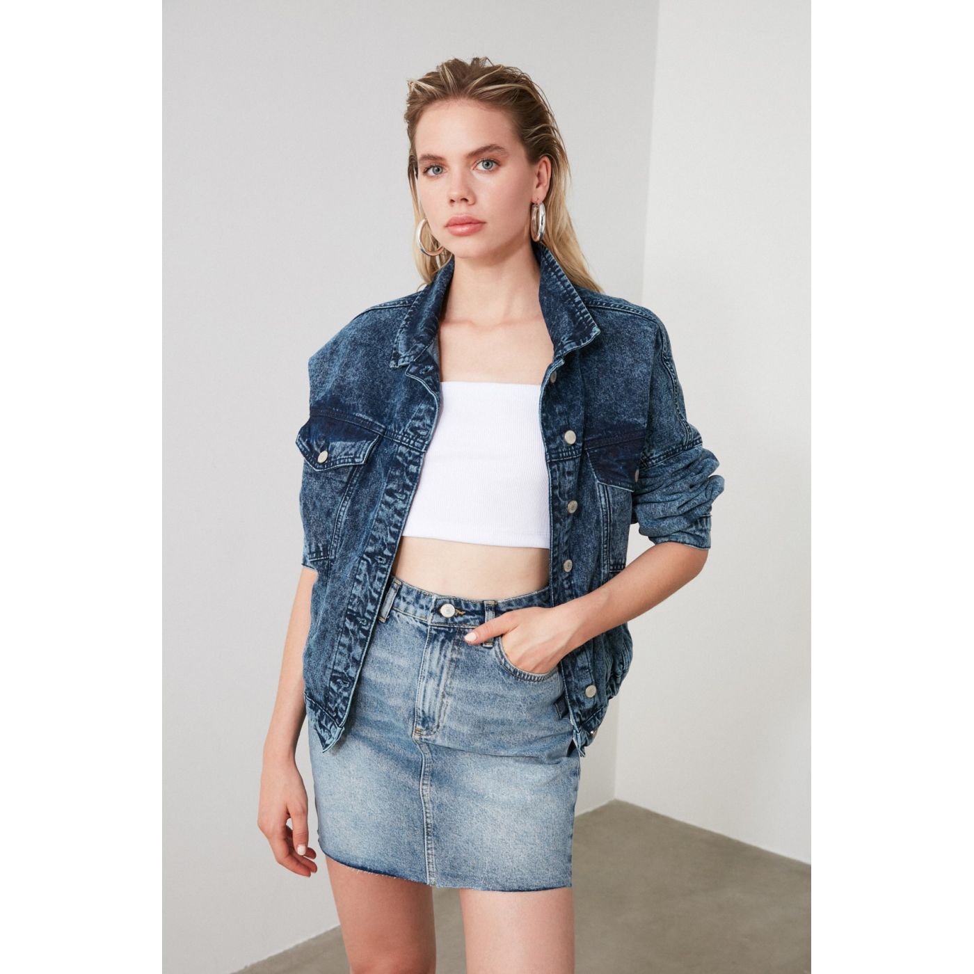 Trendyol Blue Mini Denim Skirt