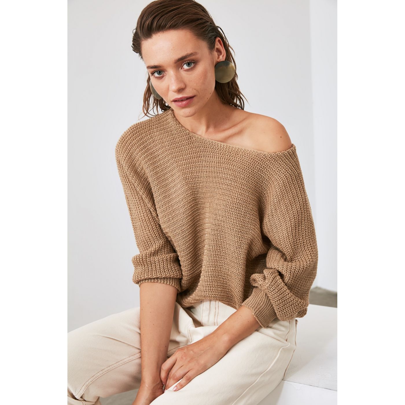 Trendyol Camel Bat Sleeve Knitwear Sweater