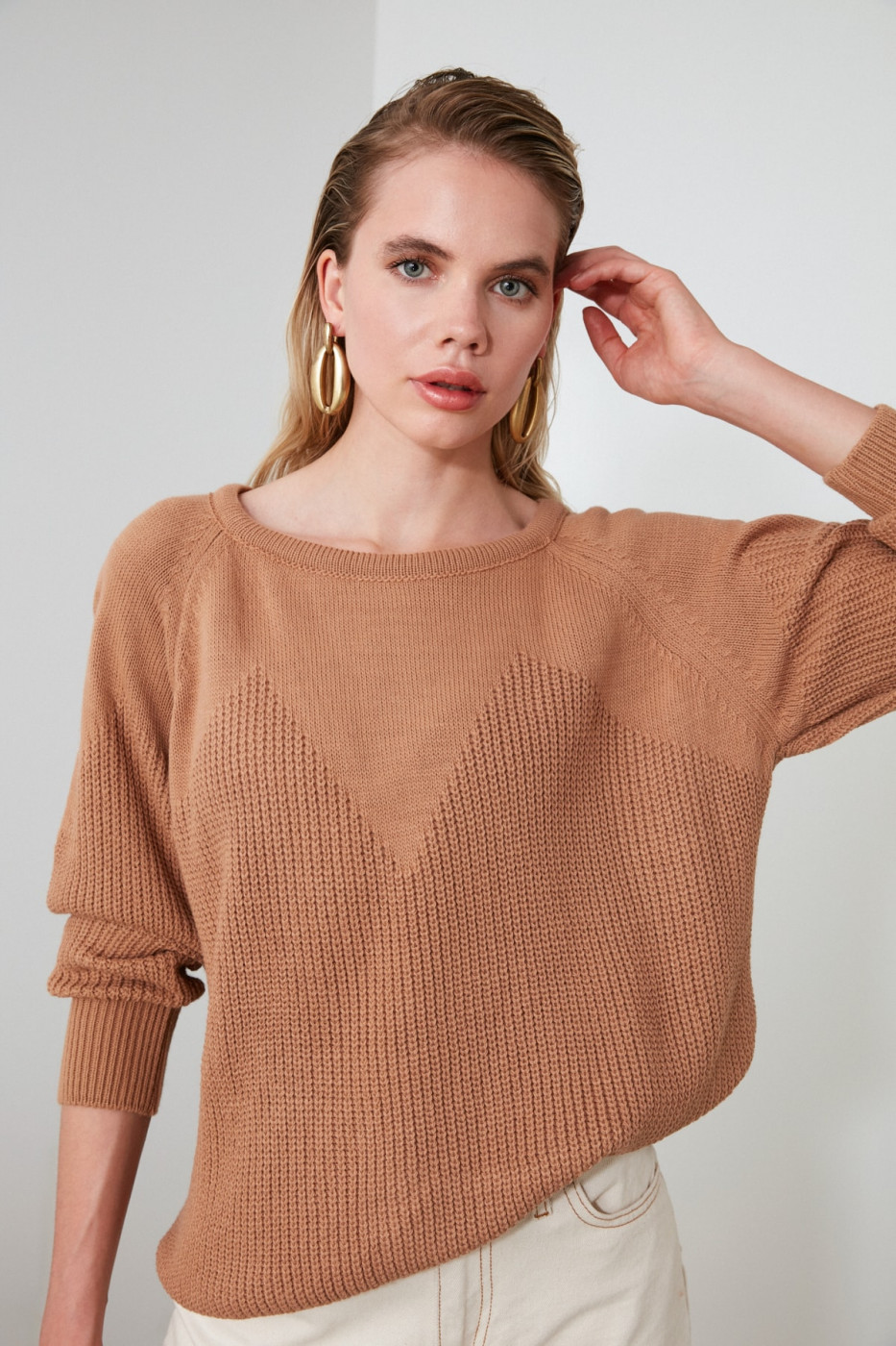 Trendyol Camel Bicycle Collar KnitWear Sweater