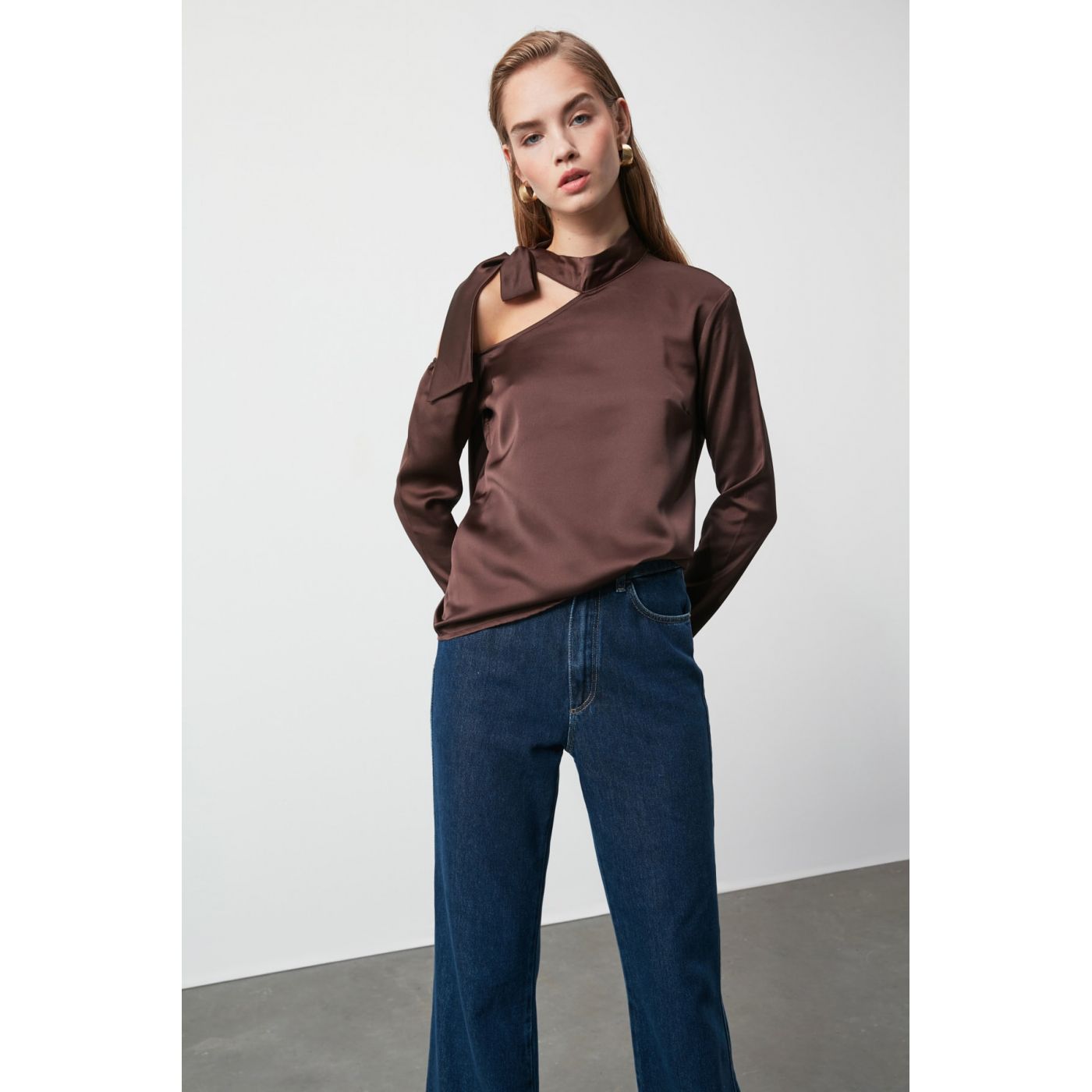 Trendyol Brown Shoulder Detailed Blouse