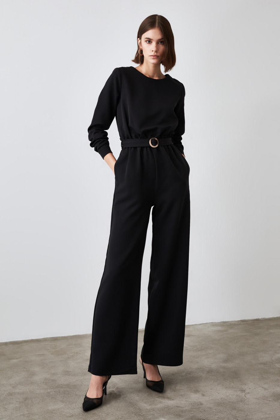 Trendyol Black Belt Jumpsuit