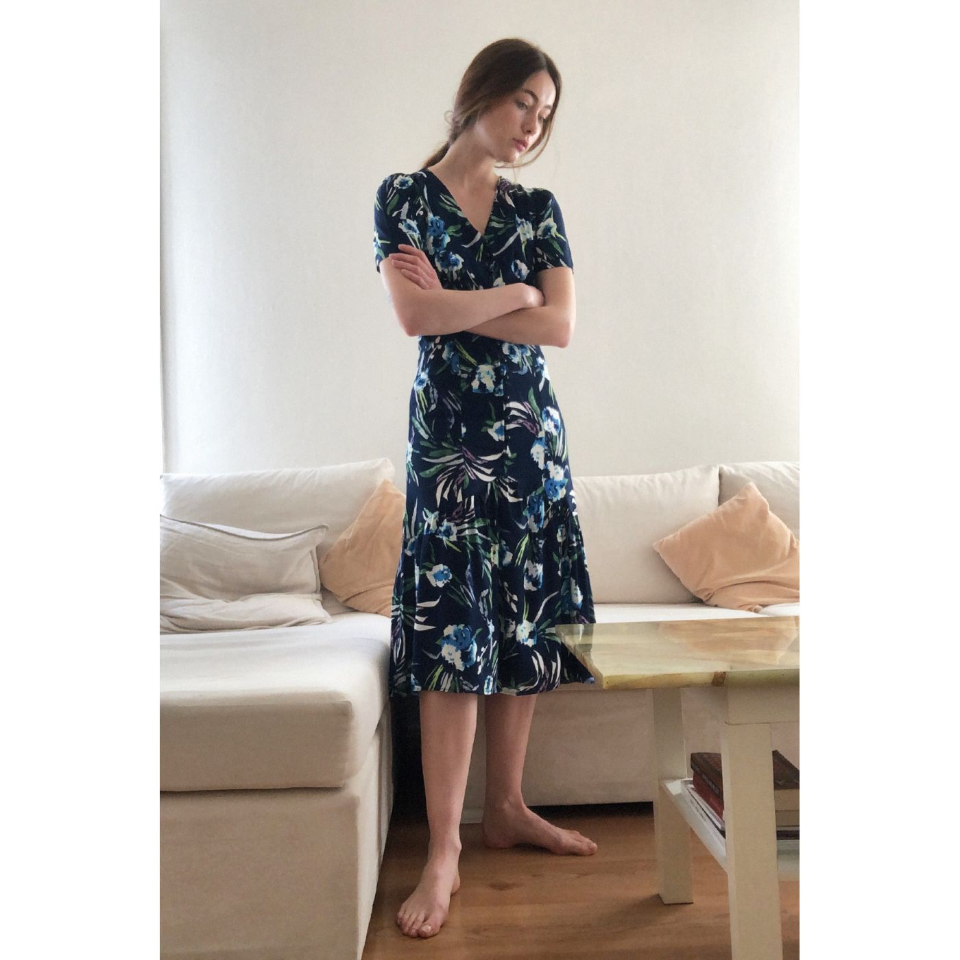 Trendyol Black Floral Patterned Shirt Dress