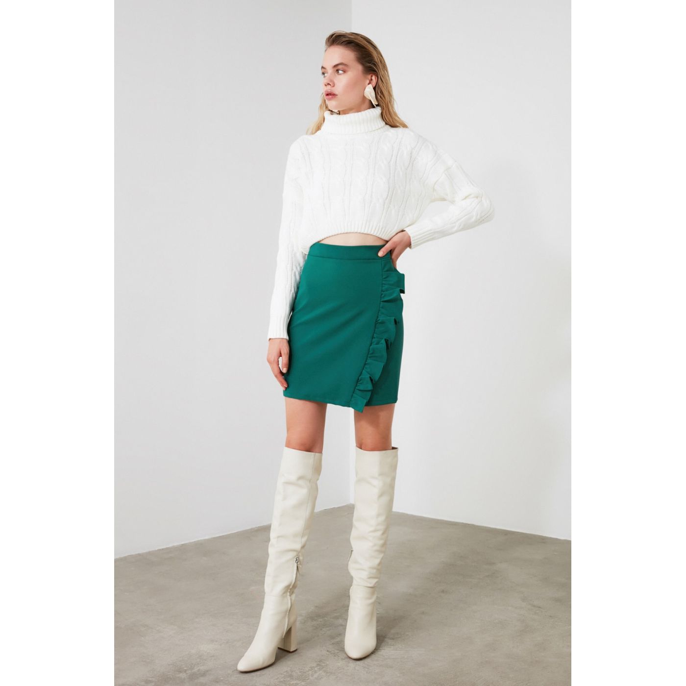 Trendyol Green Frillskirt