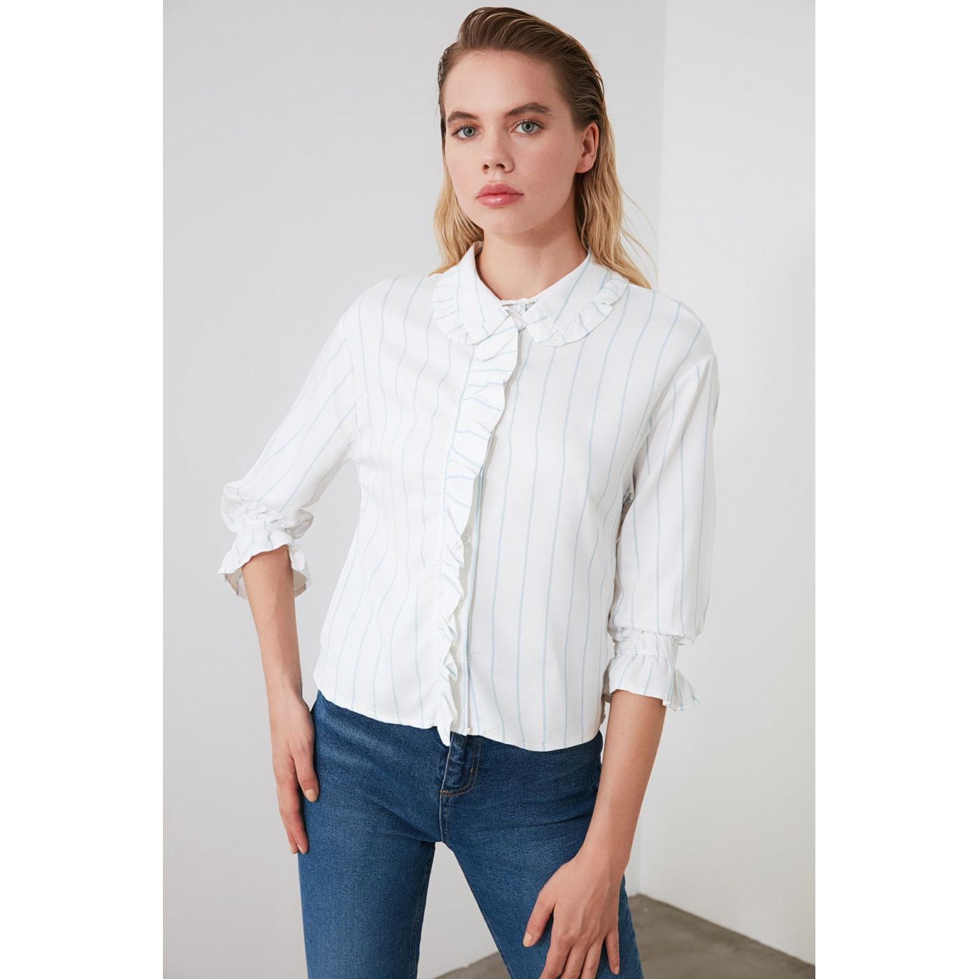 Trendyol White Ruffly Blouse