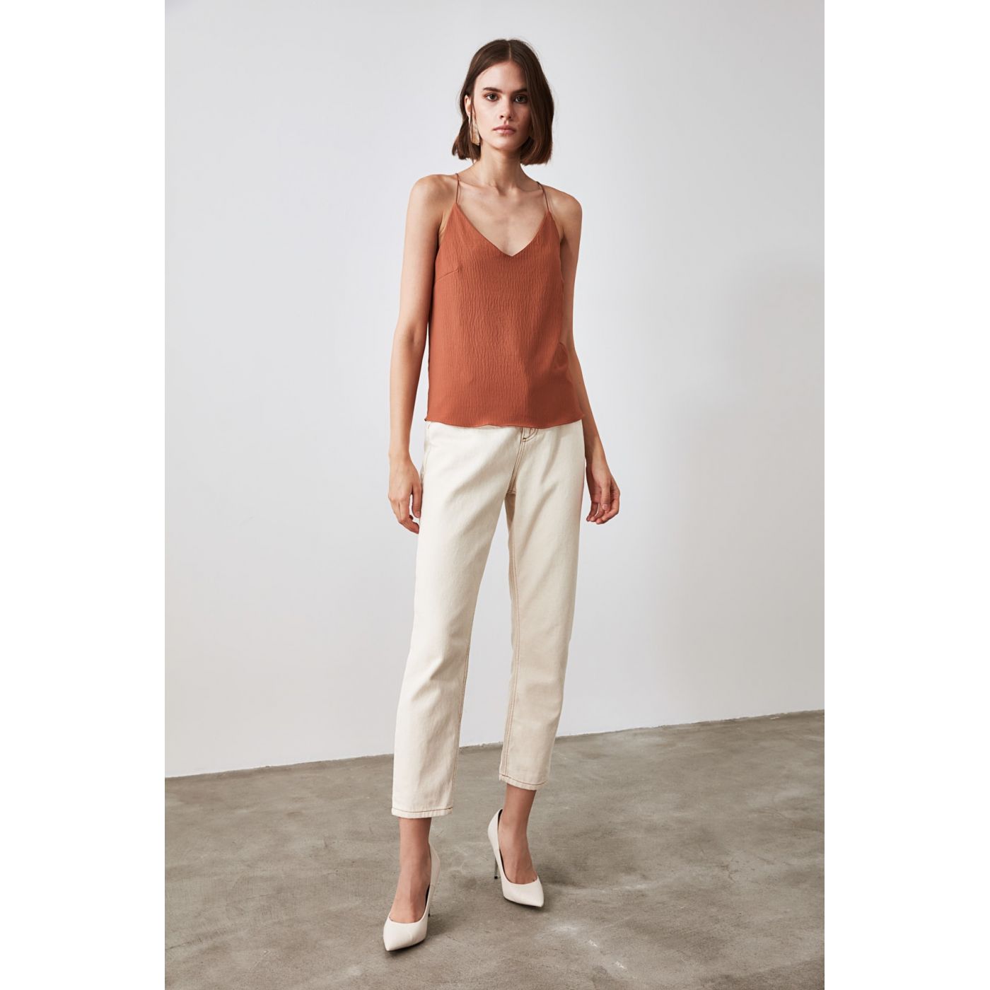 Trendyol Brown Strap Blouse