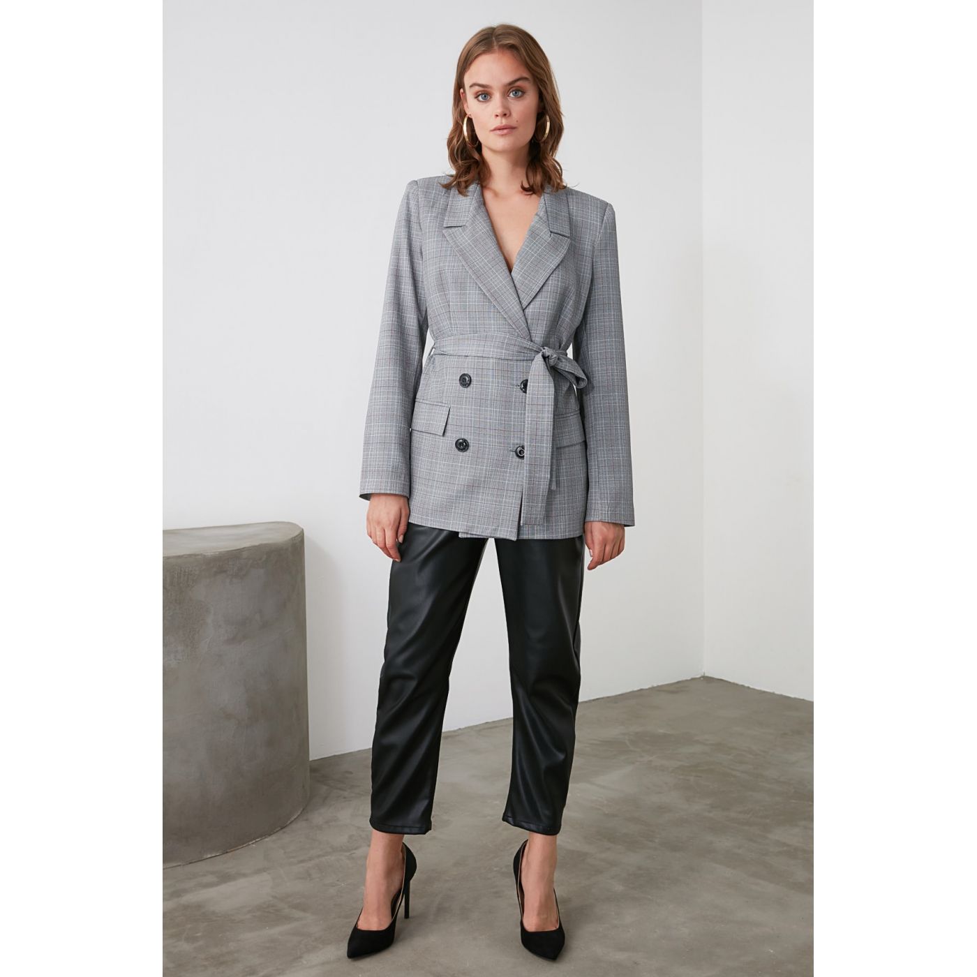 Trendyol Grey Tie Jacket