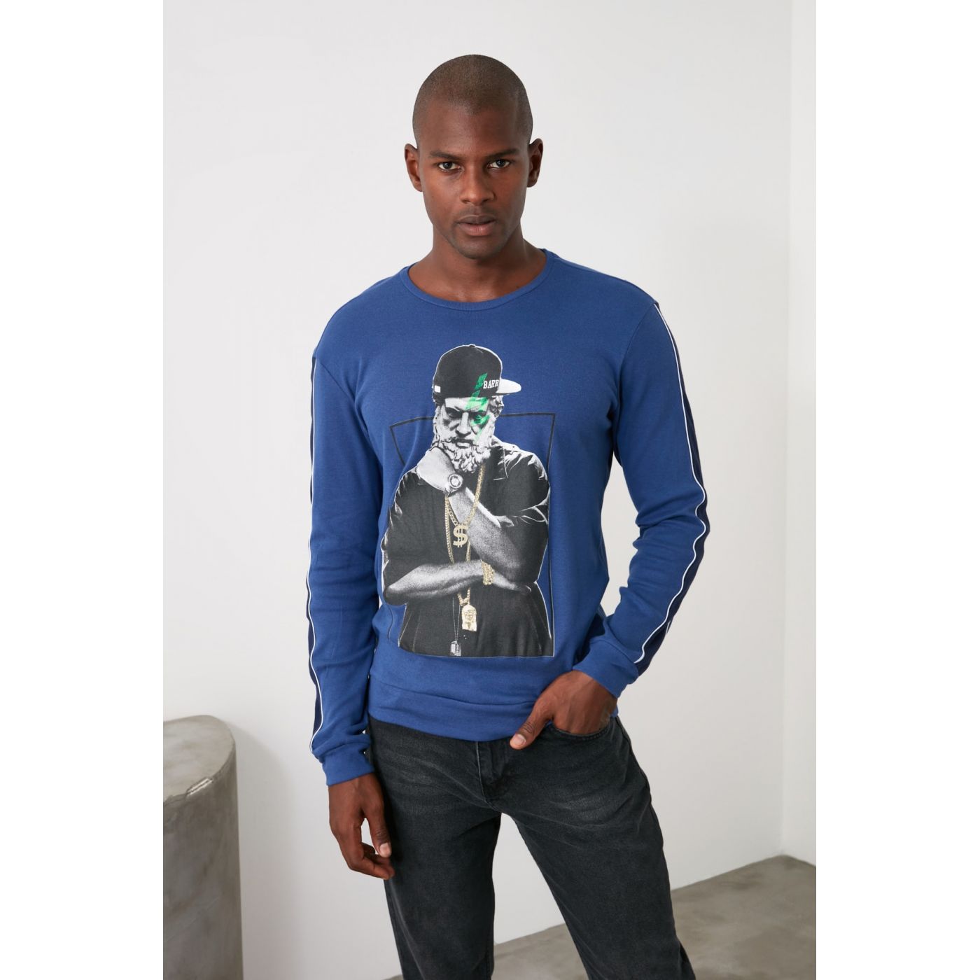 Trendyol Indigo Men's Printed T-Shirt