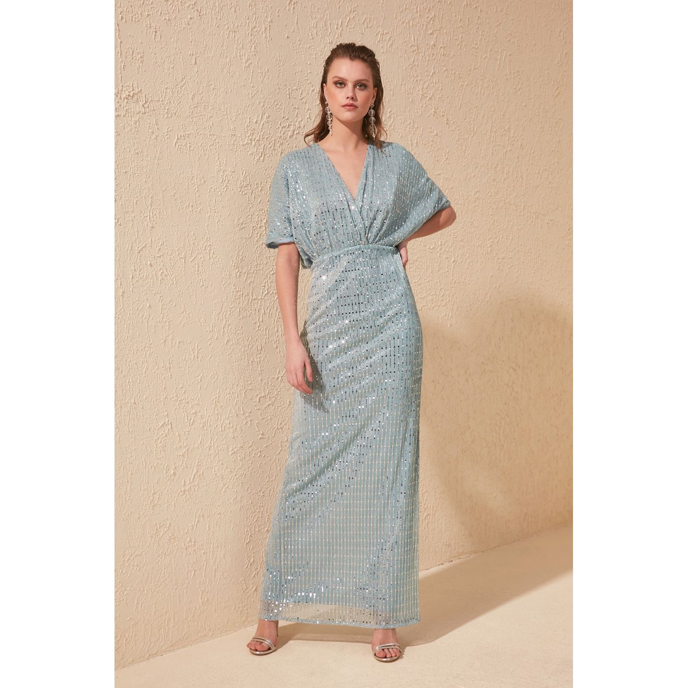 Trendyol Blue Sequins Detailed Dress