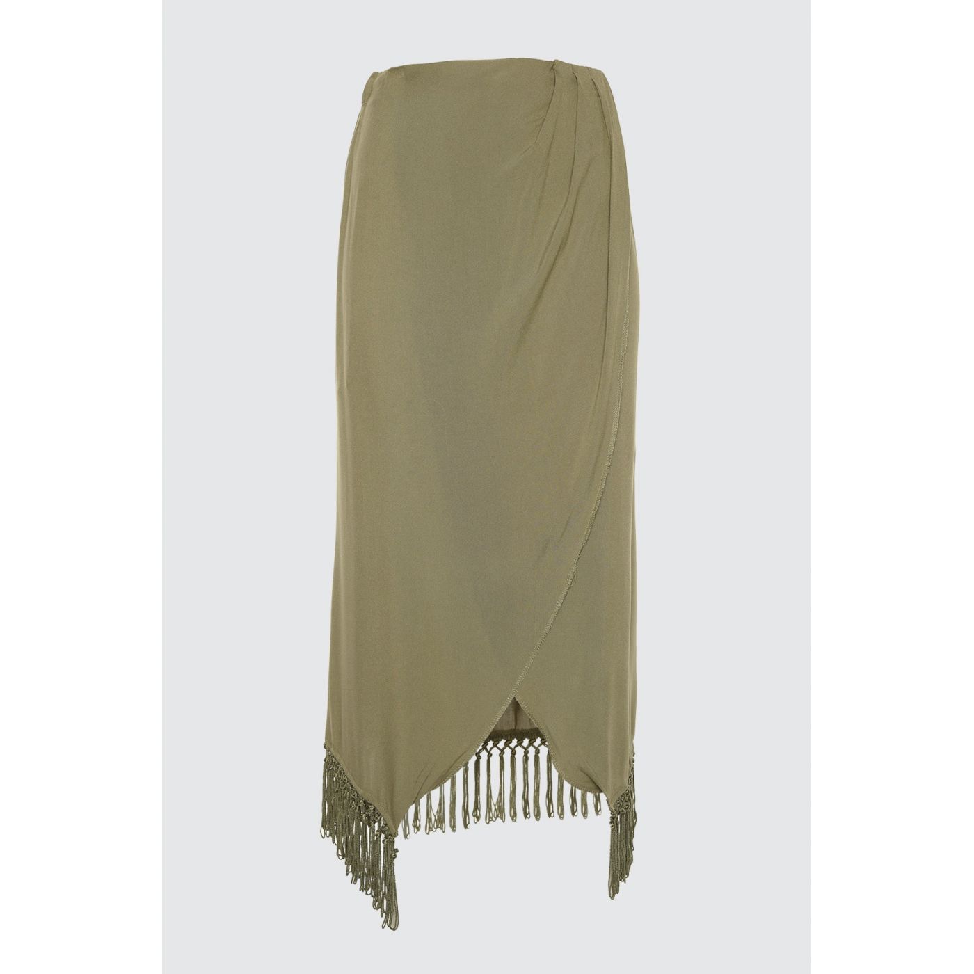 Trendyol Khaki Tassel Detailed Viskon Skirt