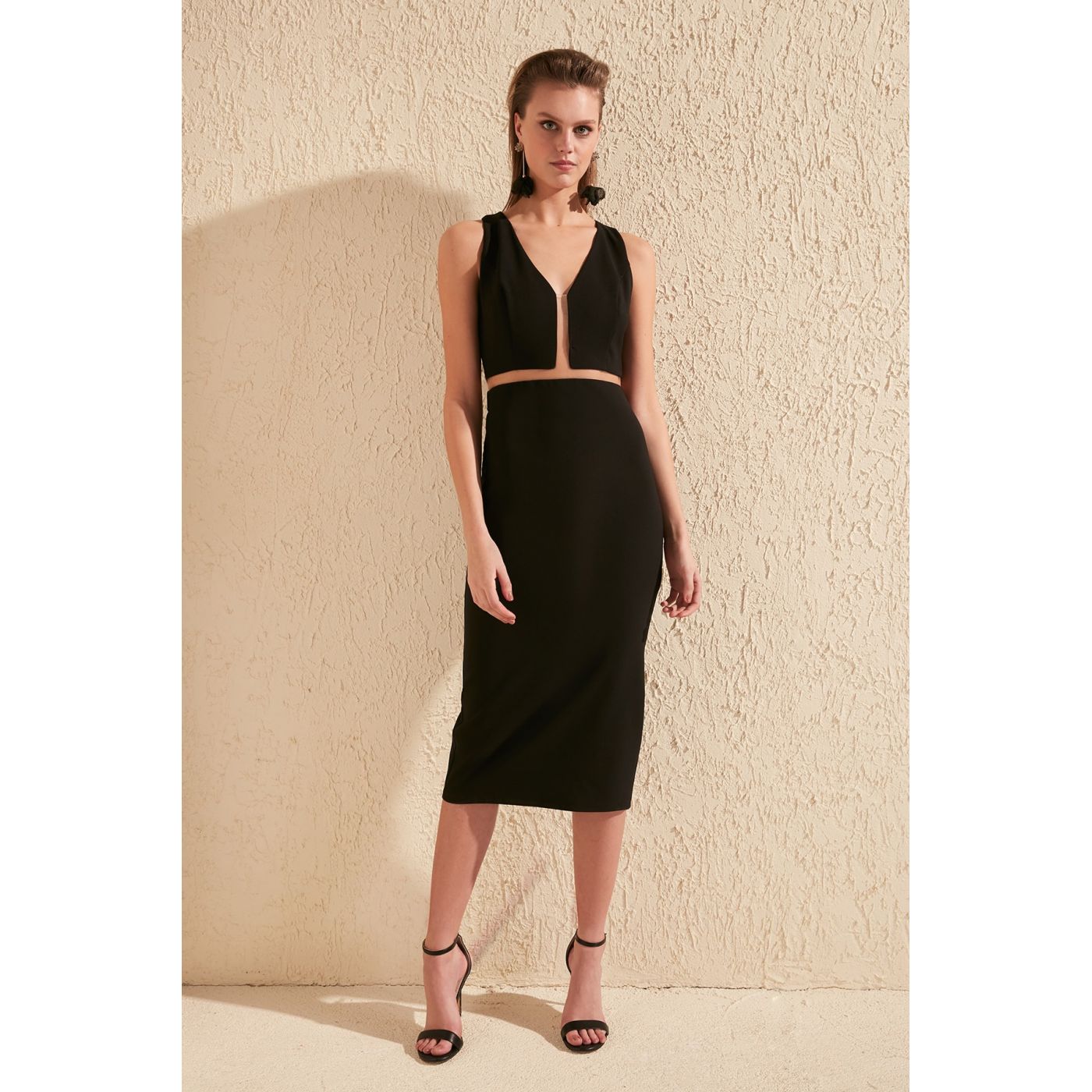 Trendyol Black Transparent Detailed Dress