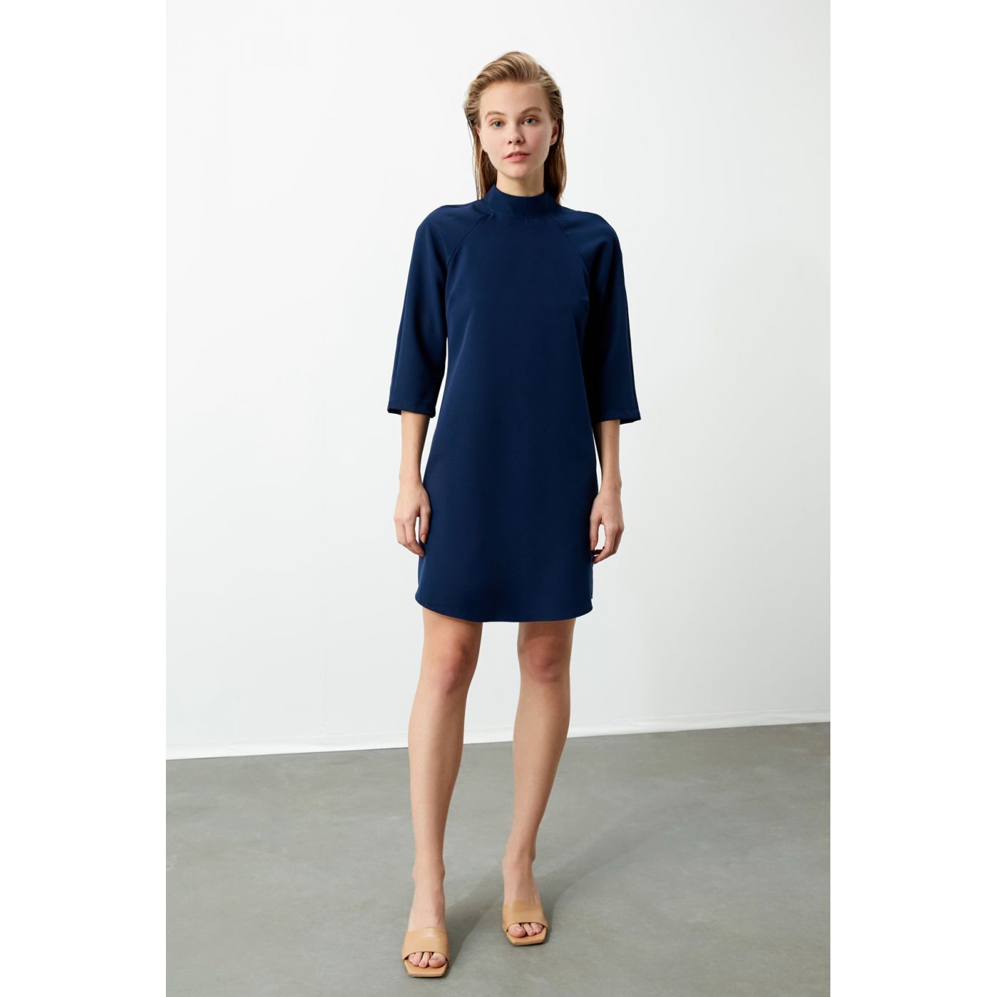 Trendyol Navy Upright Collar Dress