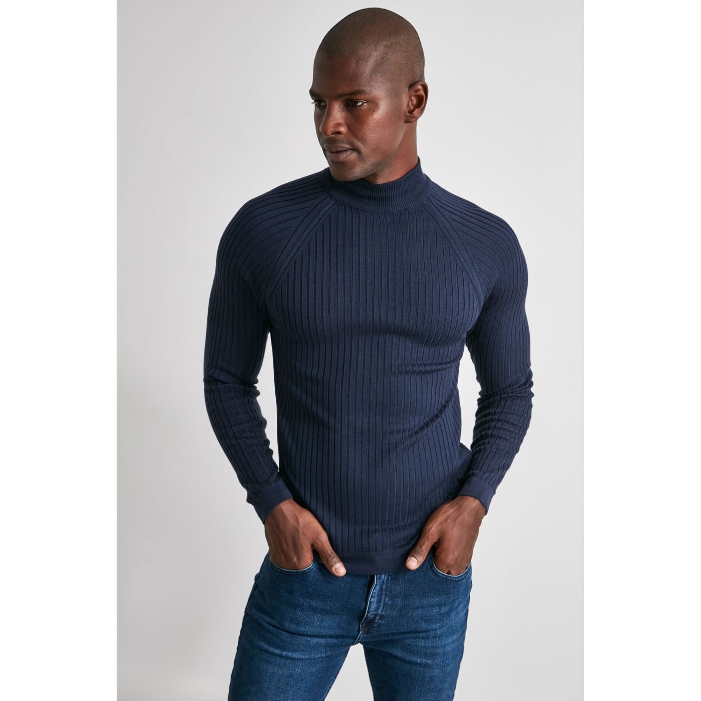 Trendyol Navy Men's Half Fisherman Rubber Knitwear Sweater