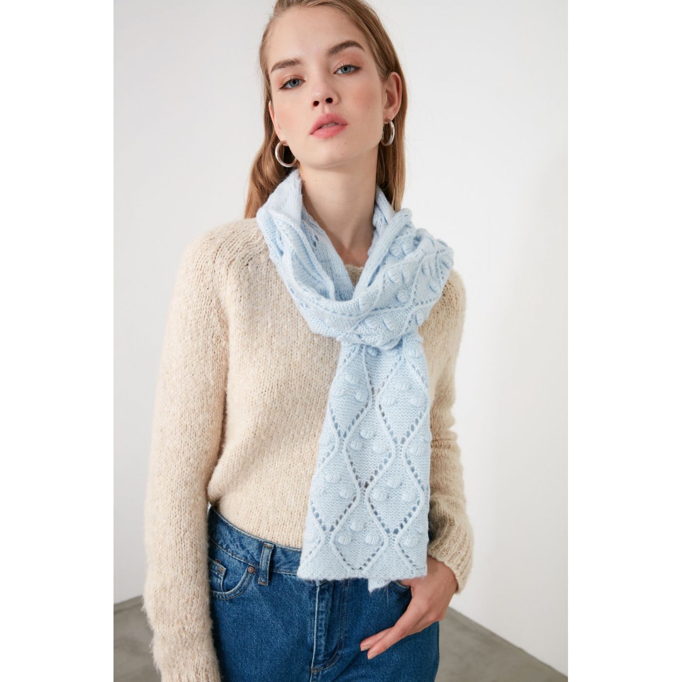 Trendyol Blue Knitted Knitwear Weft