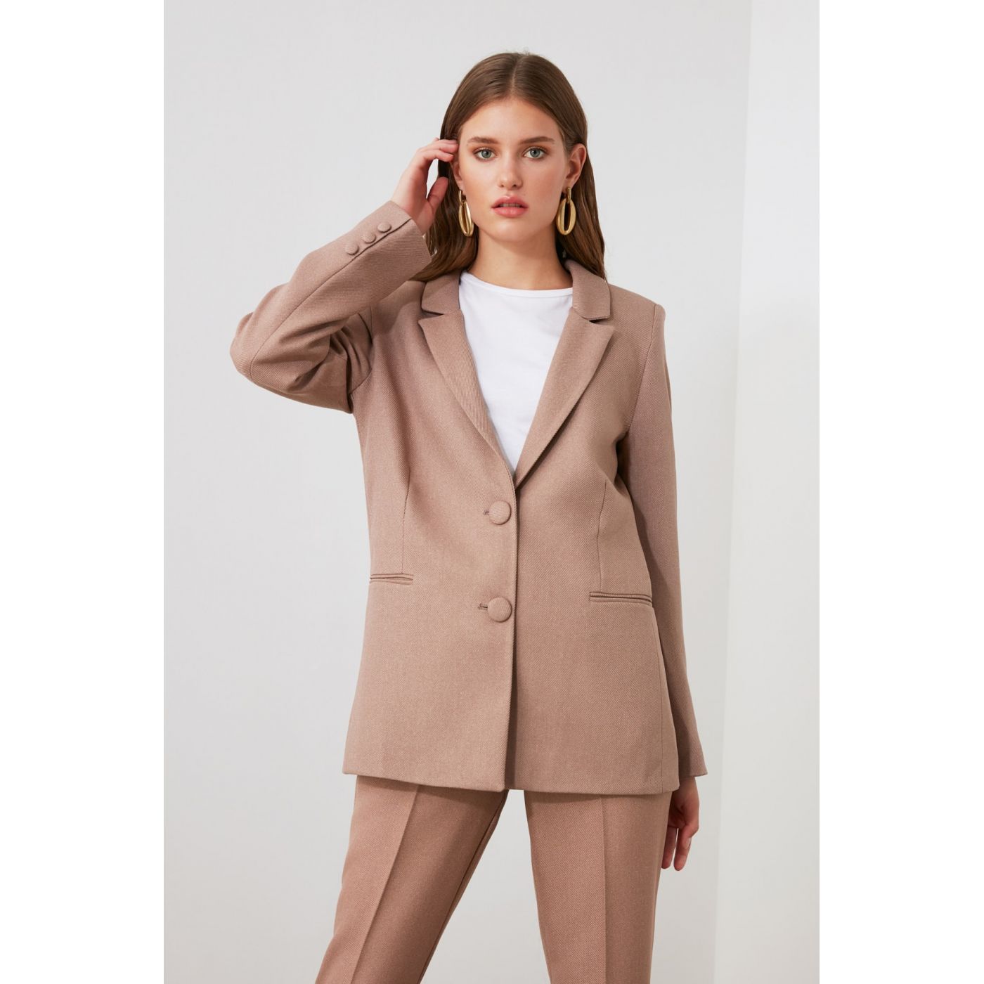 Trendyol Camel Button Jacket
